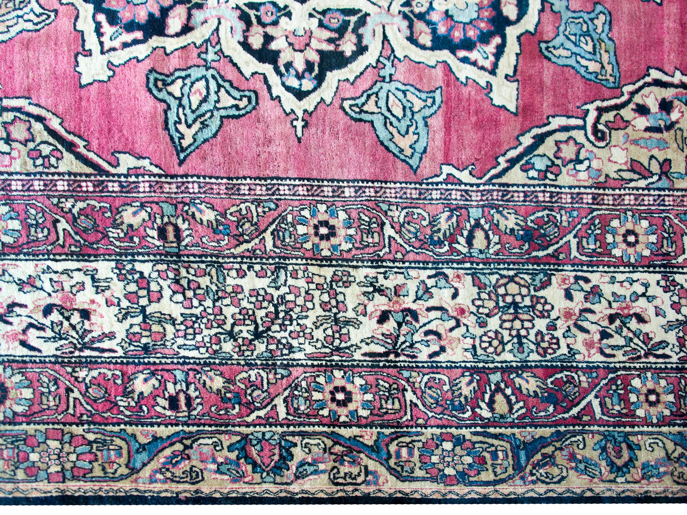 Late 19th Century Persian Lavar Kirman Rug In Good Condition For Sale In Chicago, IL