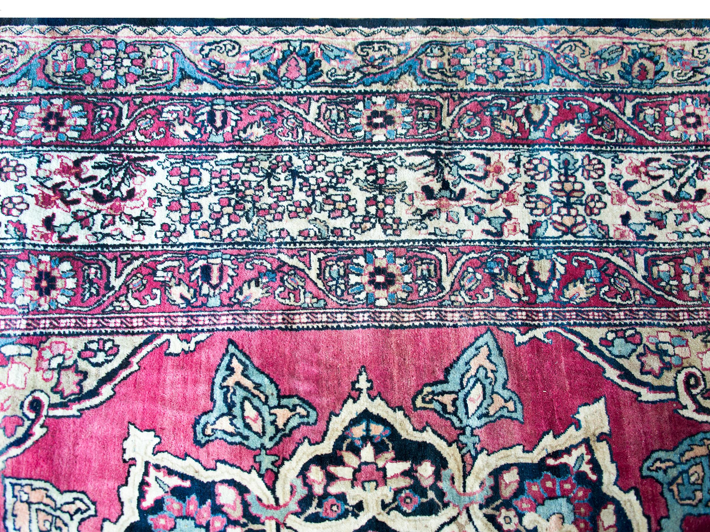 Wool Late 19th Century Persian Lavar Kirman Rug For Sale