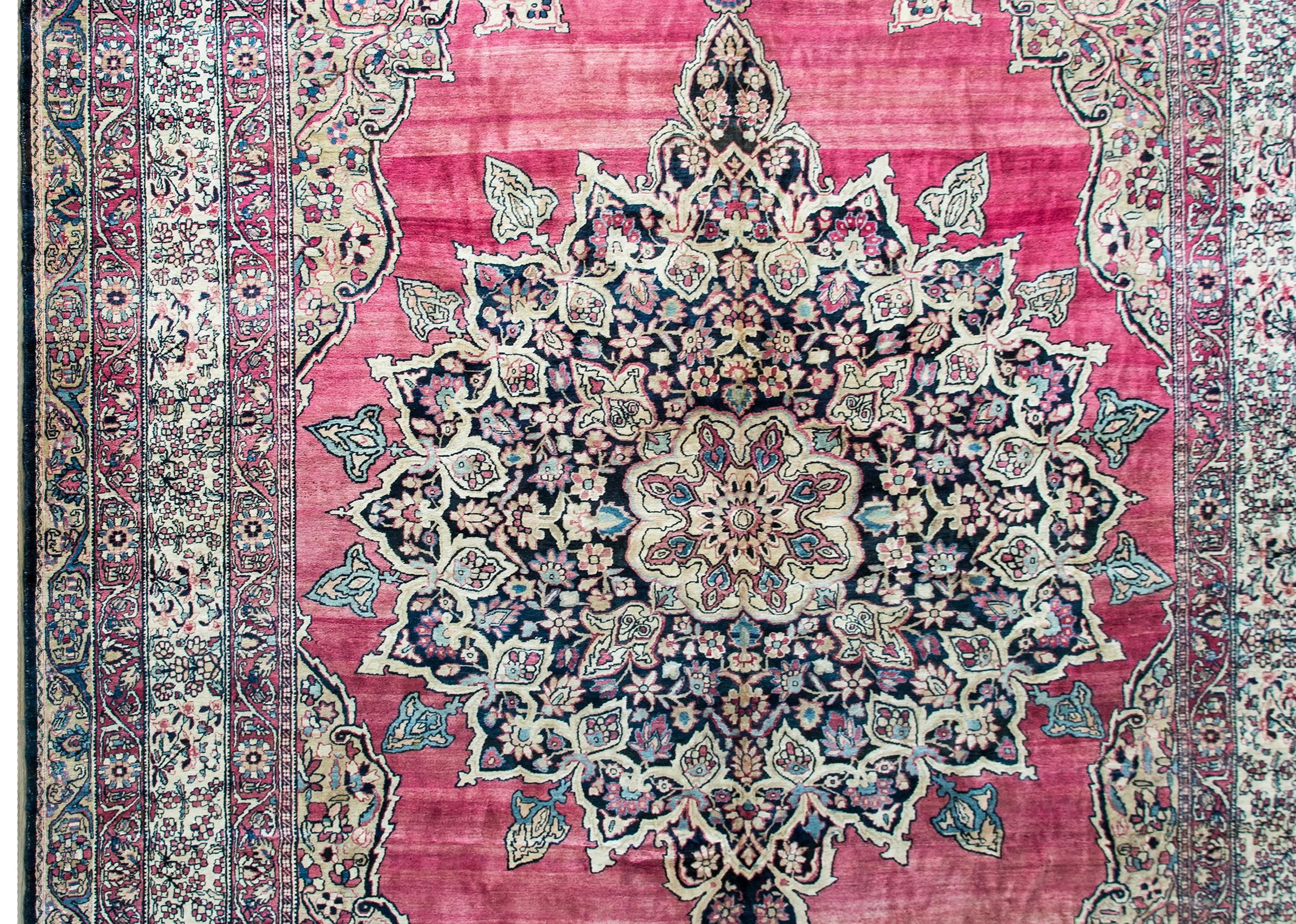 Late 19th Century Persian Lavar Kirman Rug For Sale 1