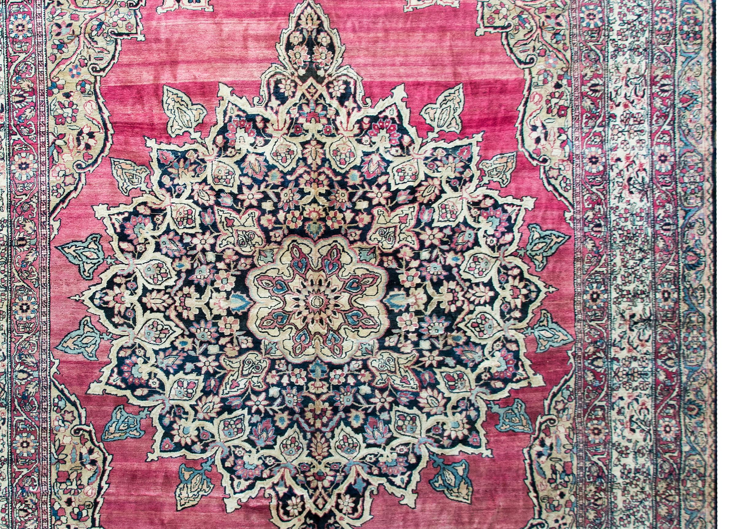 Late 19th Century Persian Lavar Kirman Rug For Sale 2