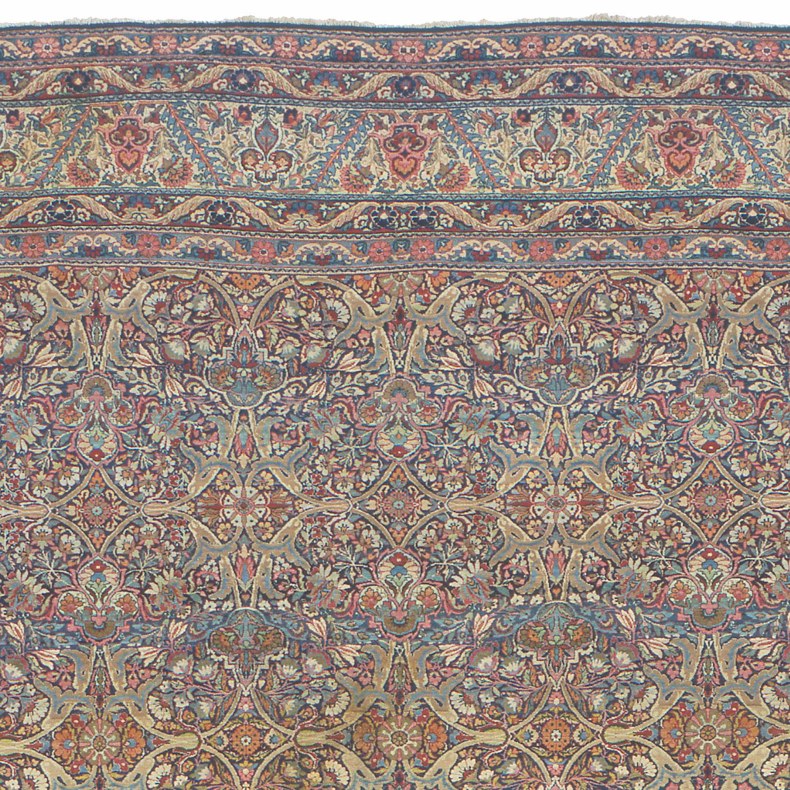 Late 19th Century Persian Laver Kerman Rug In Good Condition For Sale In New York, NY