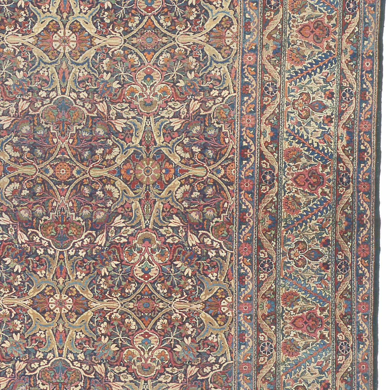 Wool Late 19th Century Persian Laver Kerman Rug For Sale