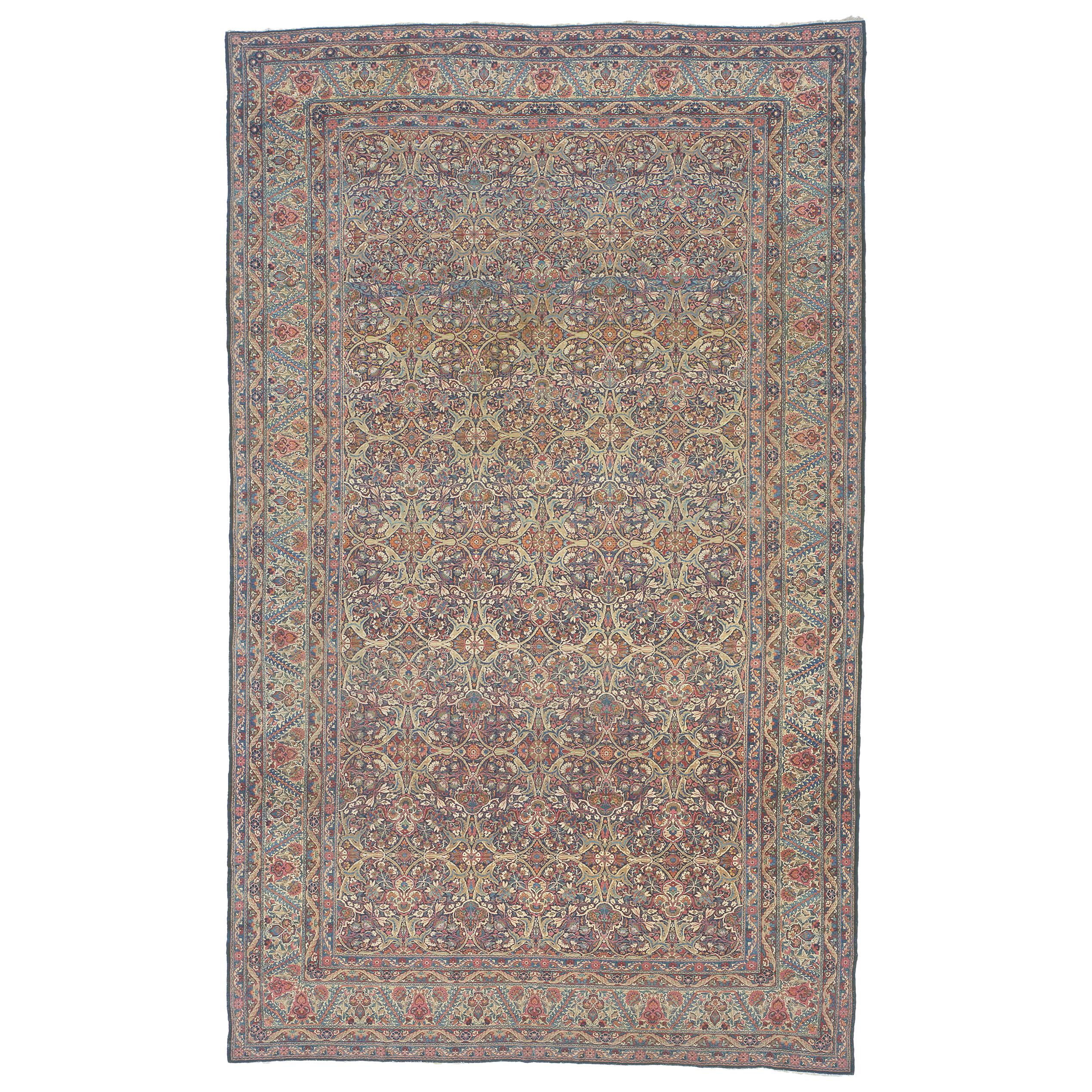 Persischer Kerman-Schnitzerteppich aus dem späten 19. Jahrhundert
