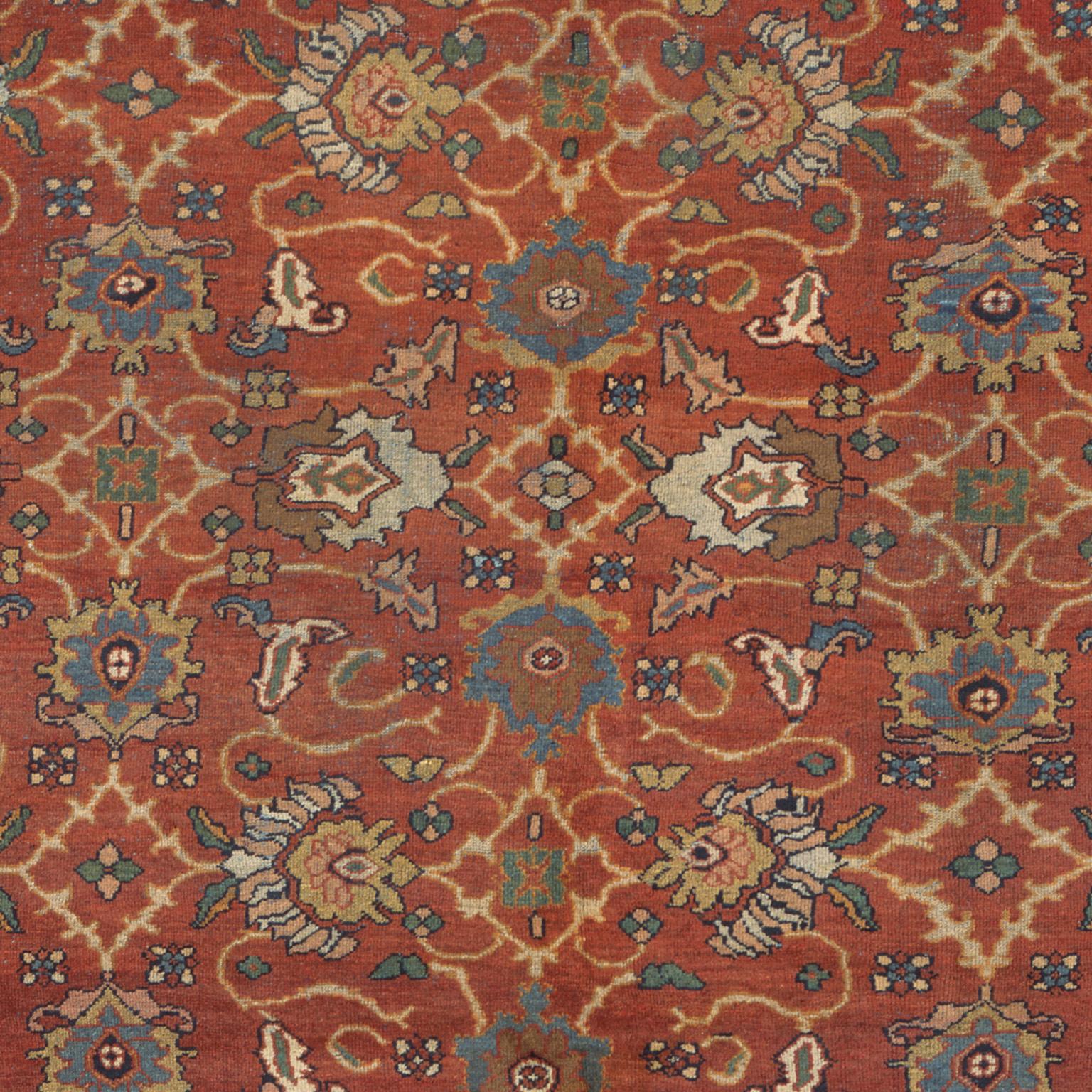 Hand-Knotted Late 19th Century Persian Mahal Rug For Sale