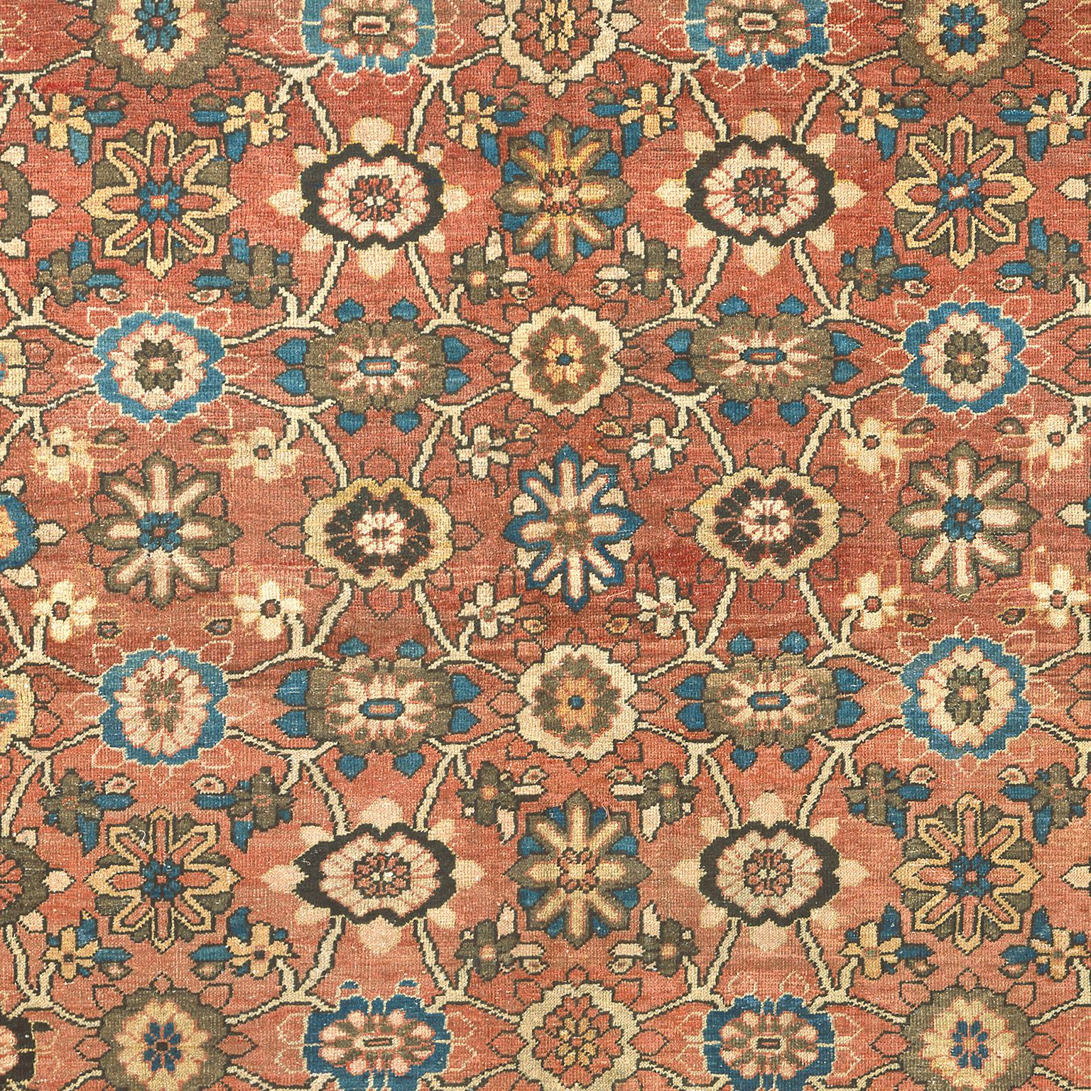 Hand-Woven Late 19th Century Persian Mahal Rug For Sale