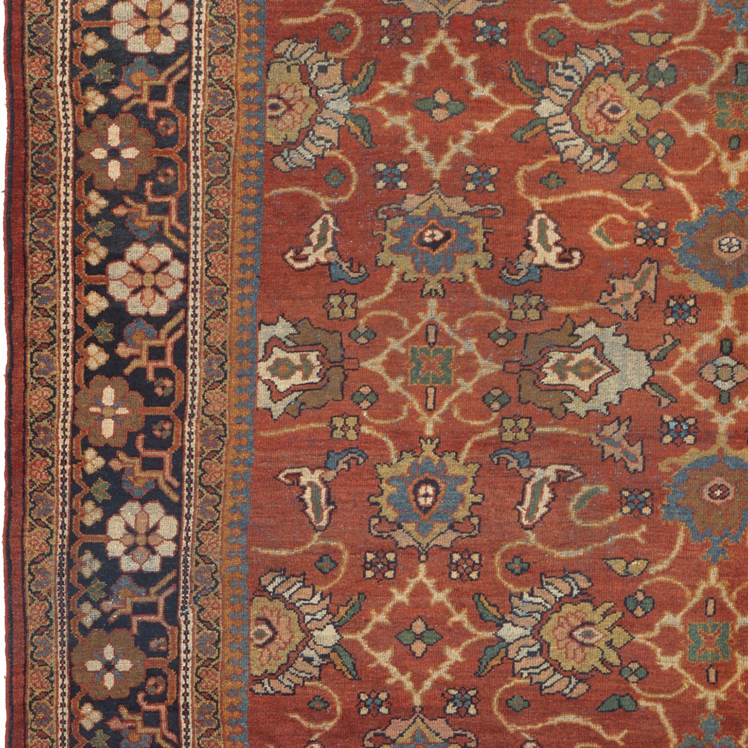 Wool Late 19th Century Persian Mahal Rug For Sale