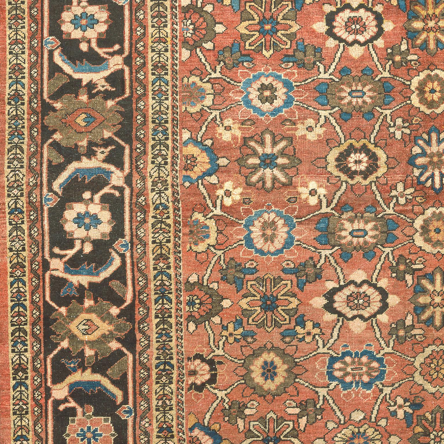 Wool Late 19th Century Persian Mahal Rug For Sale