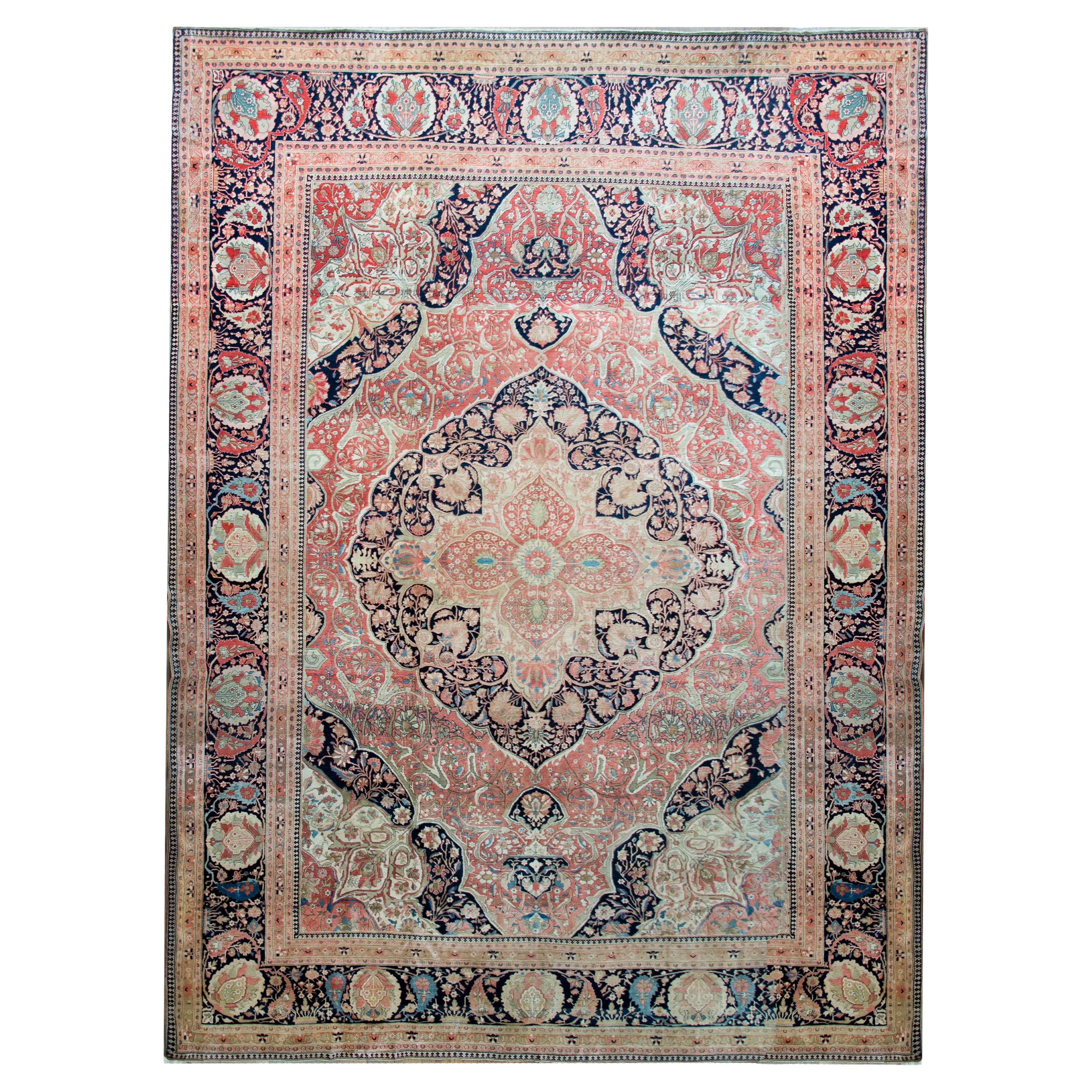 Late 19th Century Persian Mohtasham Kashan Rug For Sale