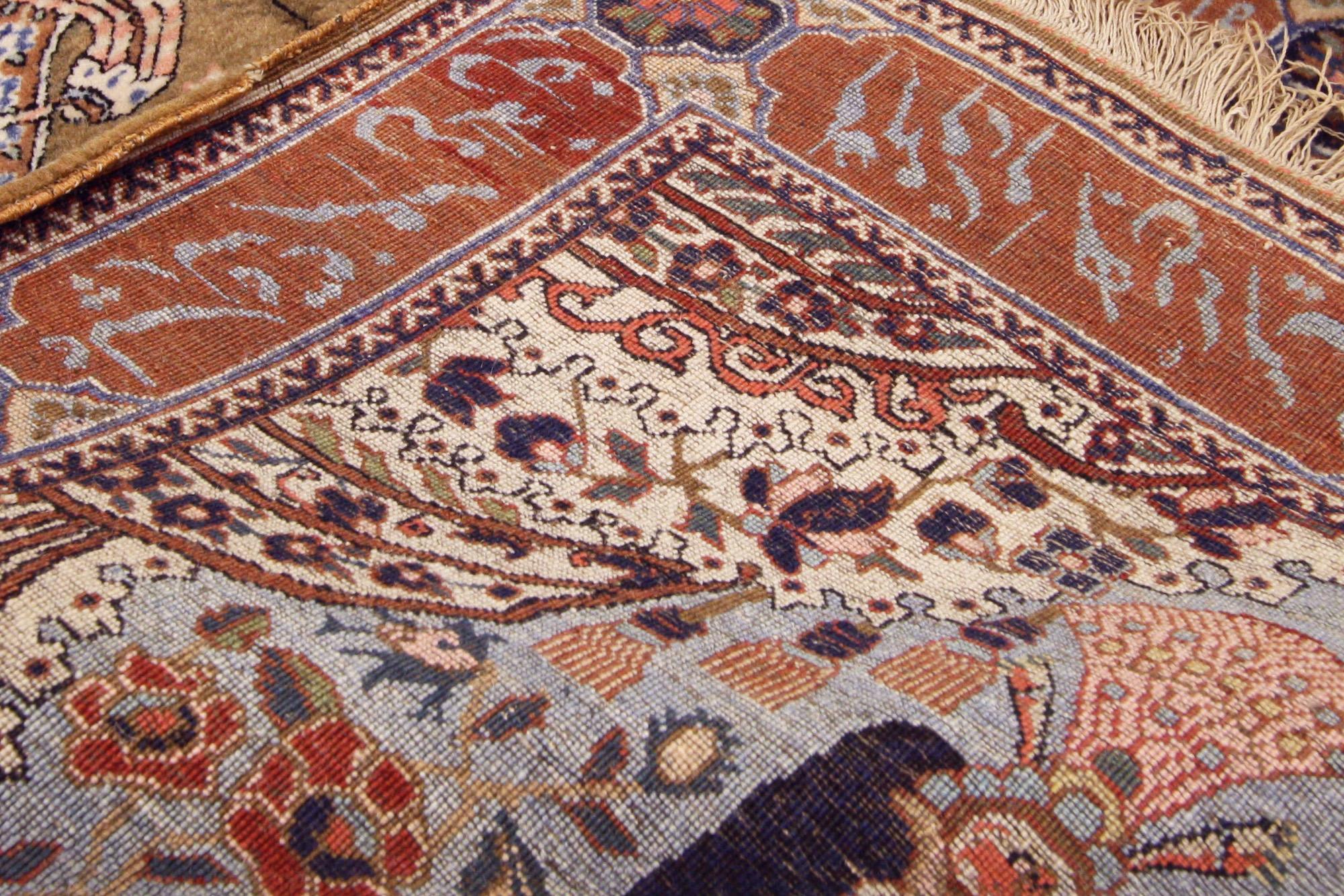 Alfombra persa mohtasham kashan de estilo tradicional de finales del siglo XIX en Bueno estado para la venta en Dallas, TX