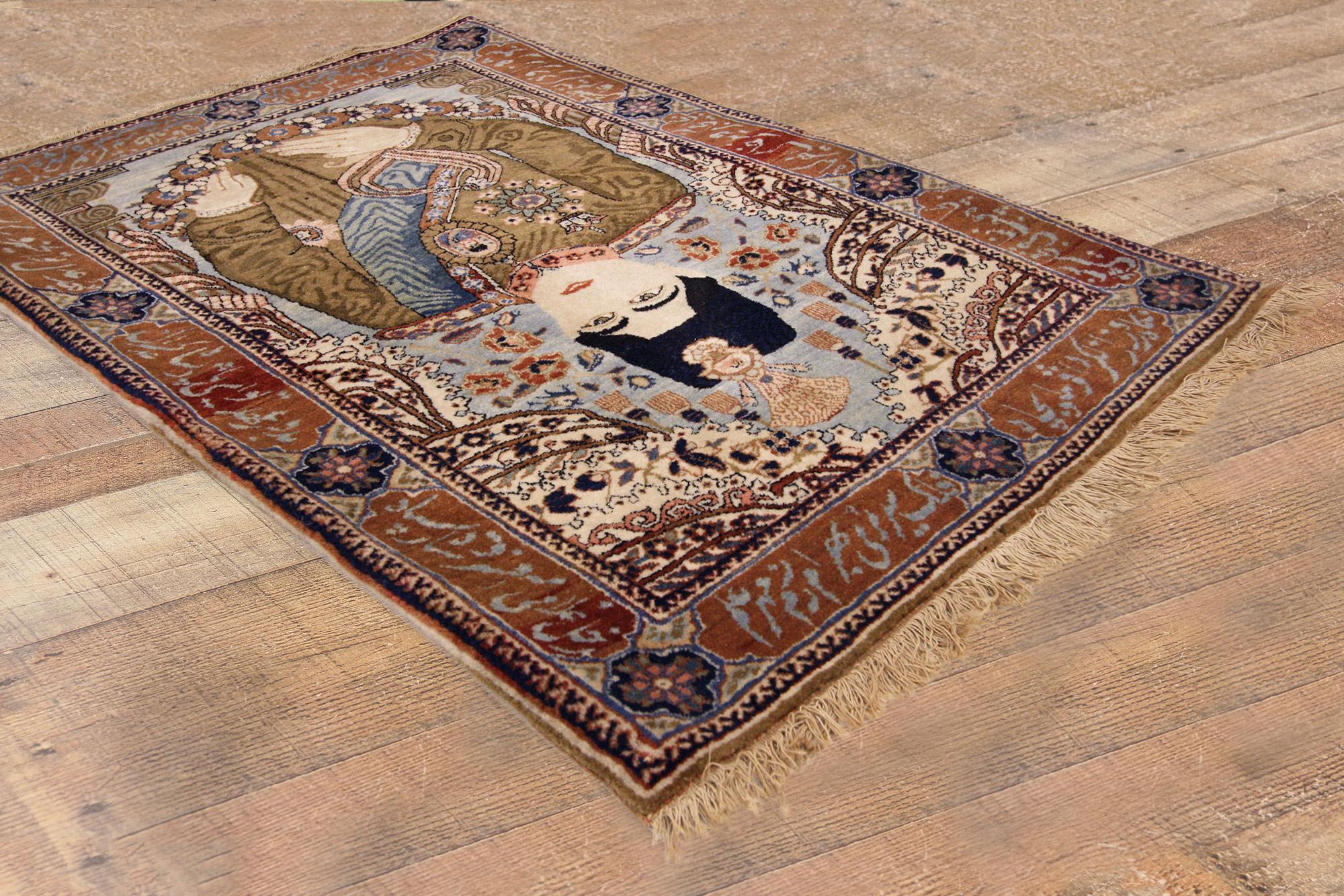 Alfombra persa mohtasham kashan de estilo tradicional de finales del siglo XIX Lana en venta