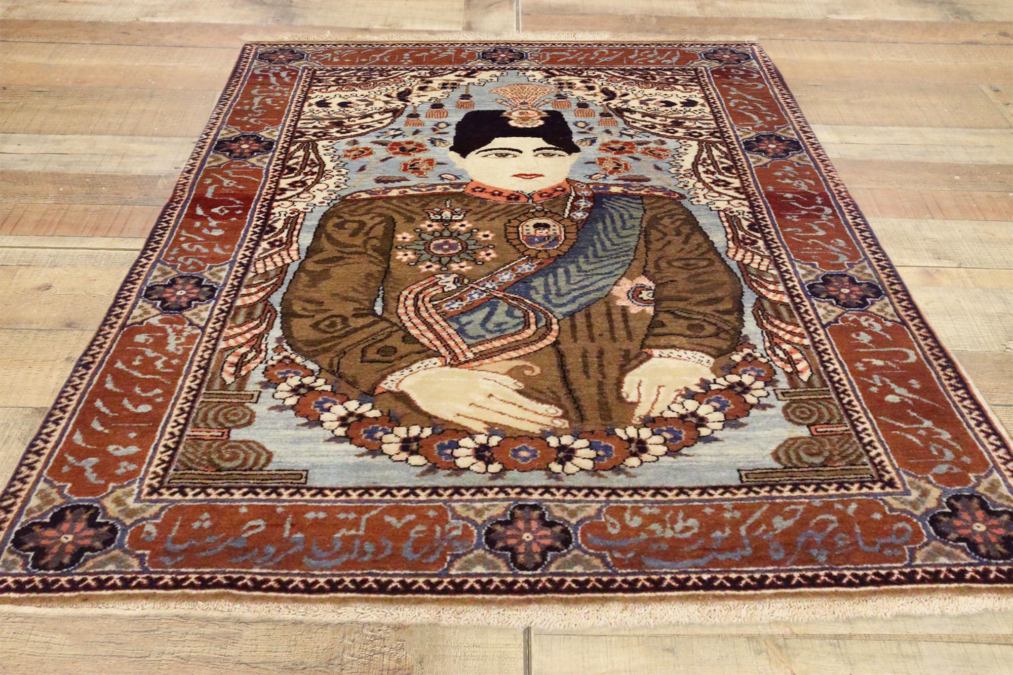 Alfombra persa mohtasham kashan de estilo tradicional de finales del siglo XIX en venta 1