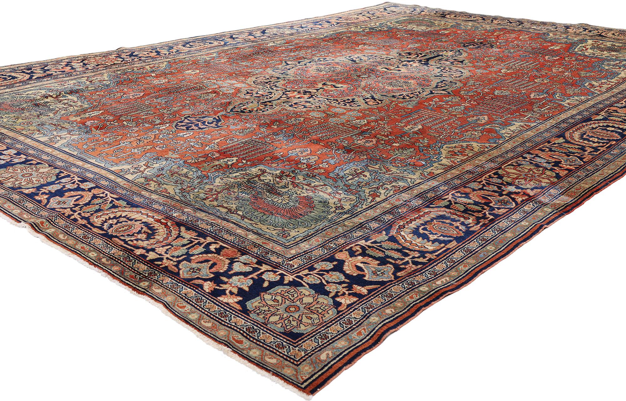 Noué à la main Tapis persan Sarouk Farahan des années 1880, 09'00 x 13'02 en vente