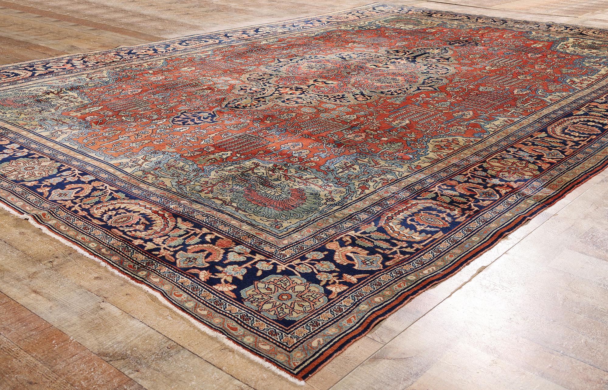 Tapis persan Sarouk Farahan des années 1880, 09'00 x 13'02 Bon état - En vente à Dallas, TX