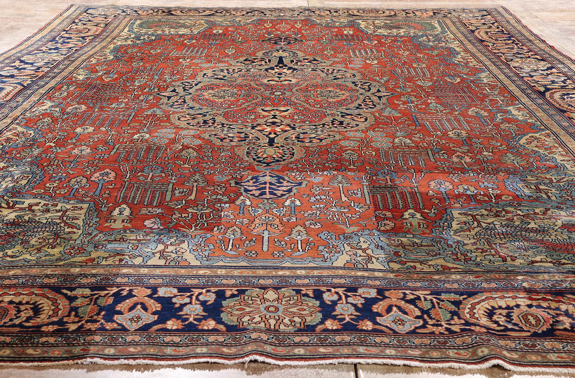 Laine Tapis persan Sarouk Farahan des années 1880, 09'00 x 13'02 en vente