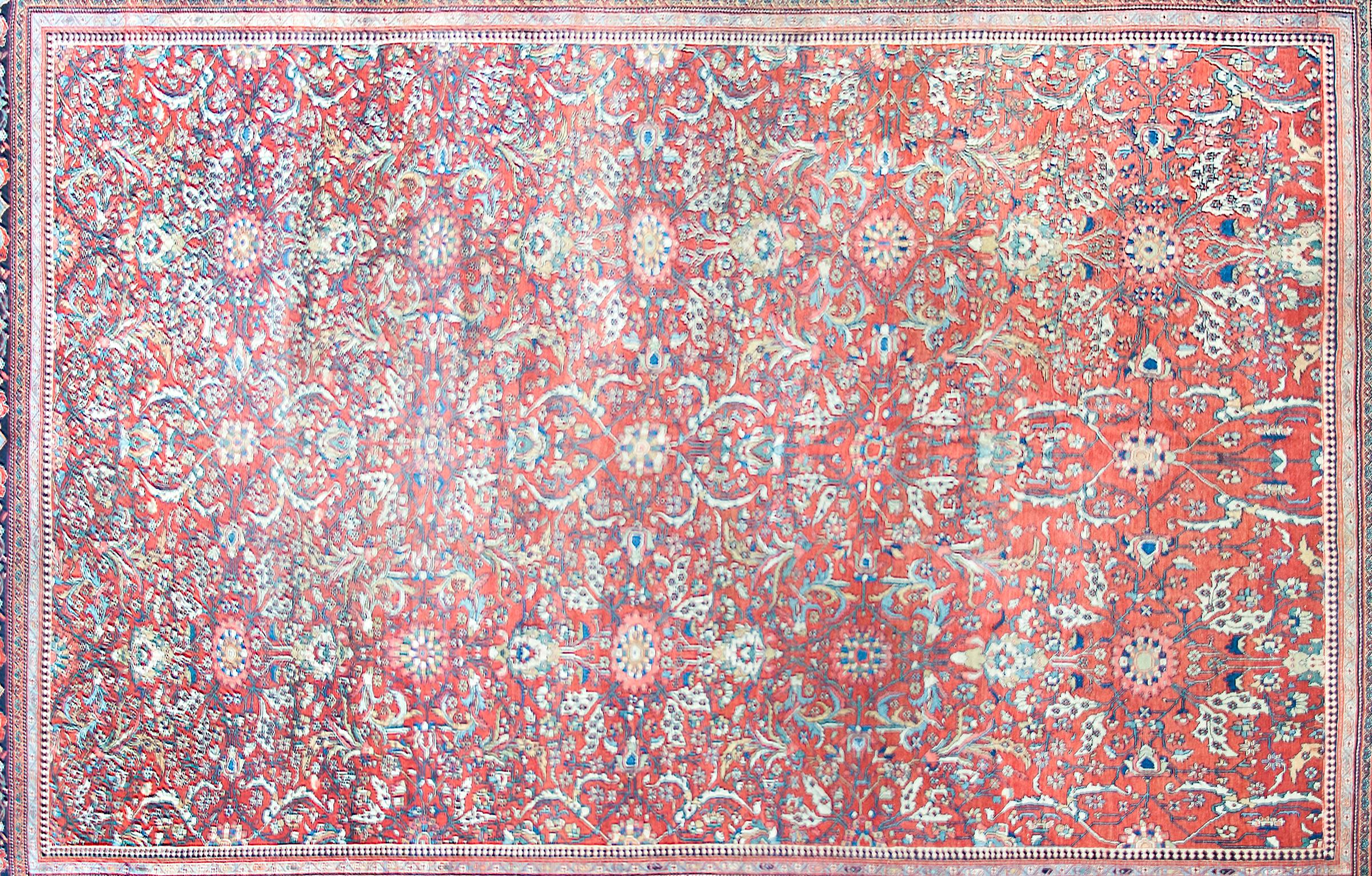 Hand-Knotted Late 19th Century Persian Sarouk Farahan Rug For Sale