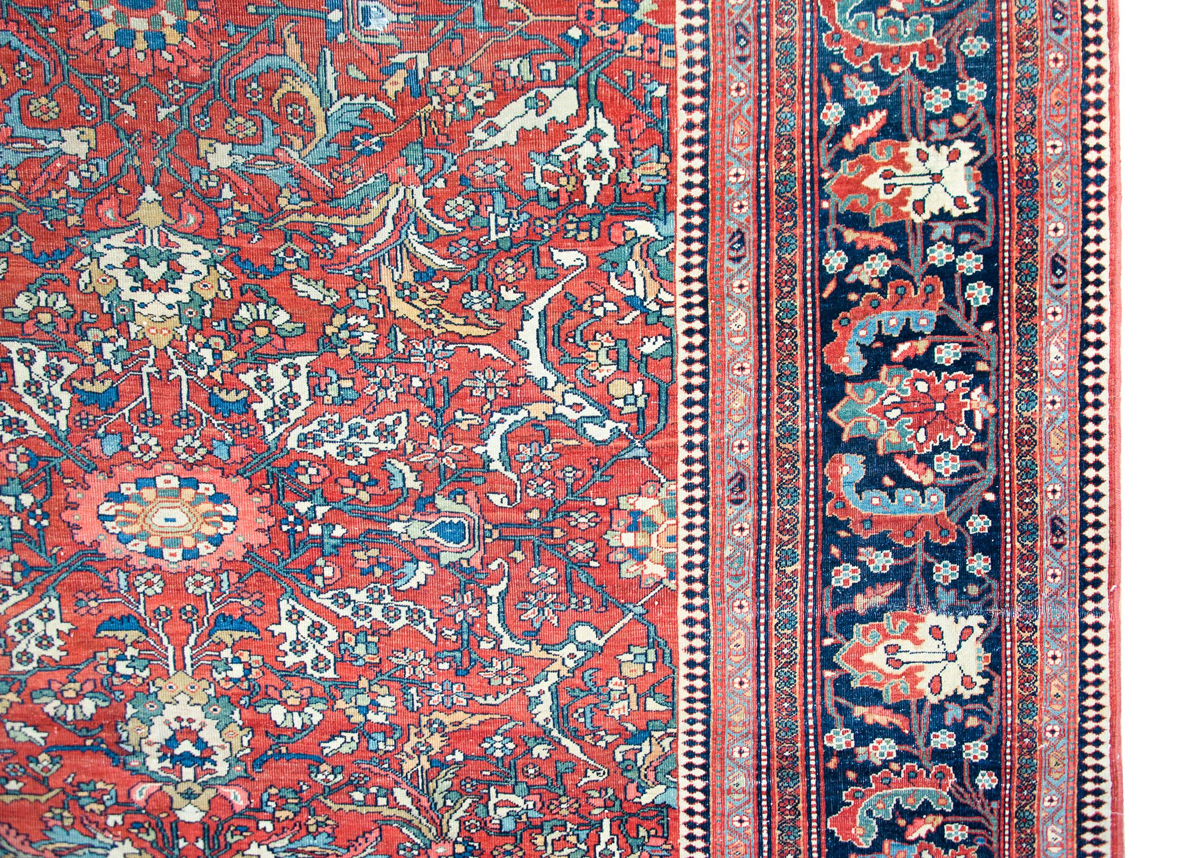 Wool Late 19th Century Persian Sarouk Farahan Rug For Sale