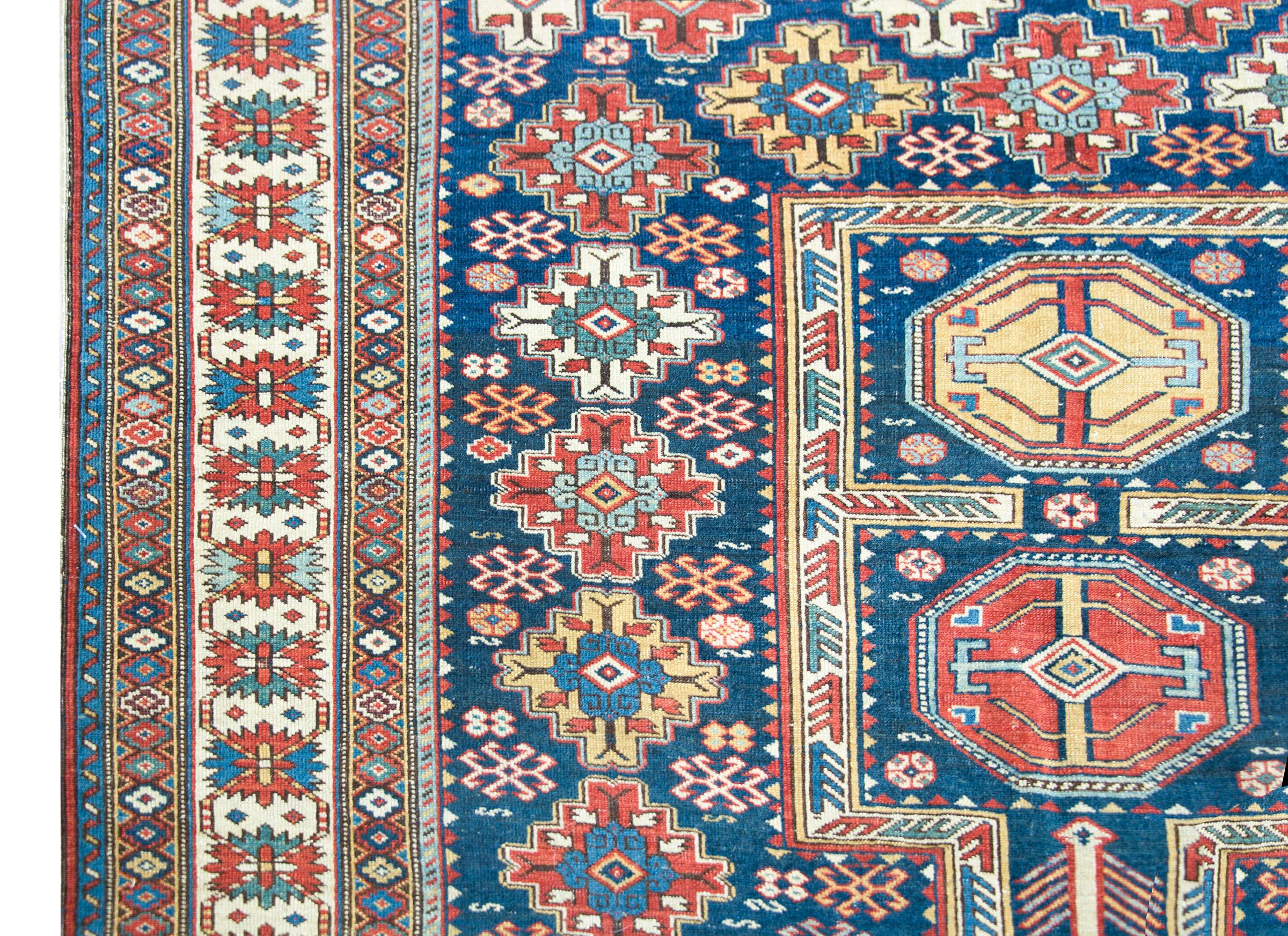 Hand-Knotted Late 19th Century Persian Shirvan Rug For Sale