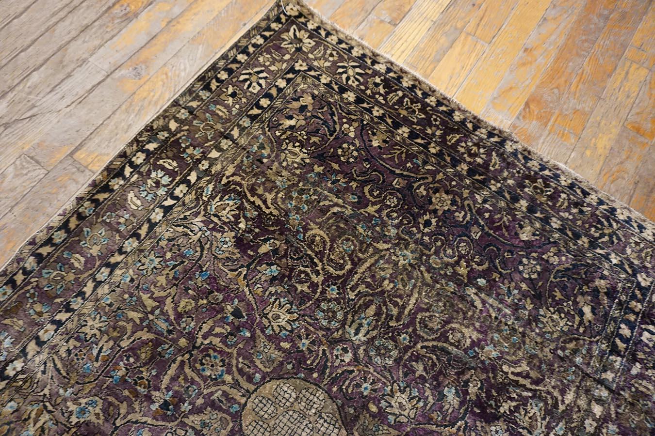 Late 19th Century Persian Silk Kashan by Kazan ( 3'2