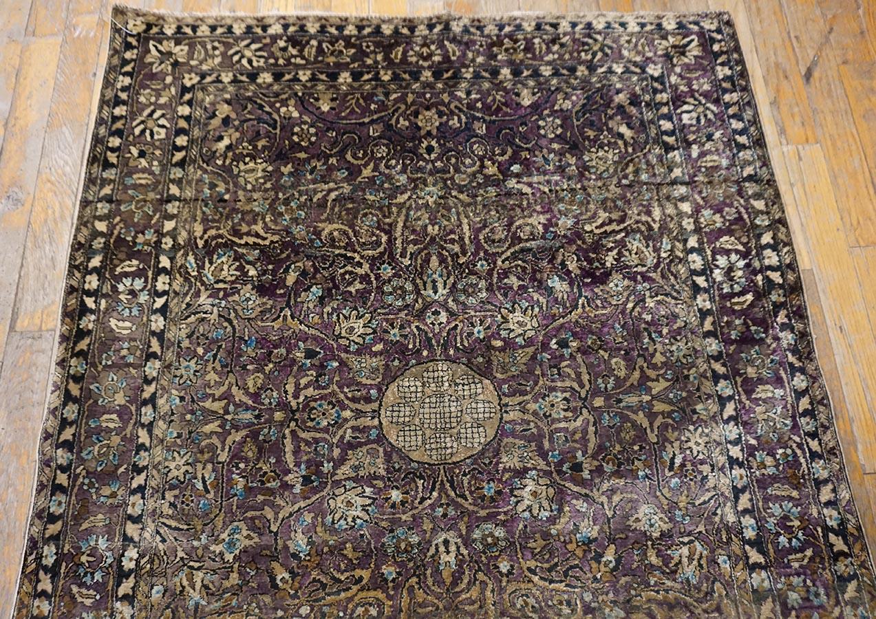 Late 19th Century Persian Silk Kashan by Kazan ( 3'2