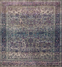  Persischer Kashan-Teppich aus Seide aus dem späten 19. Jahrhundert (92 x 108 cm, 3' x 3'6")