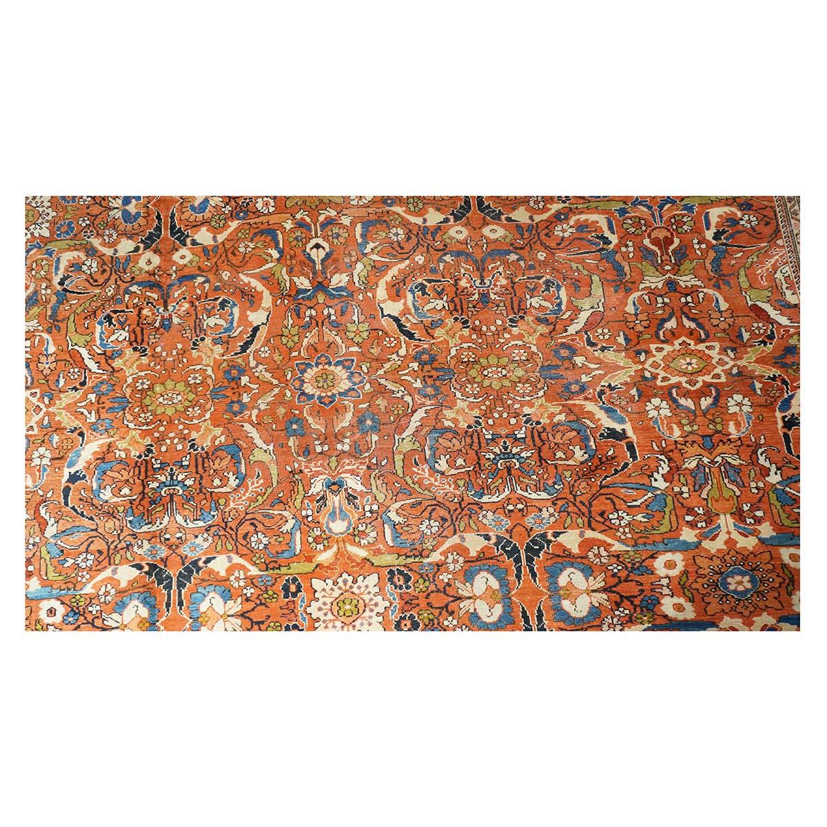 Wool Late 19th Century Persian Sultanabad 13X24 Palace Sized Rust Rug For Sale