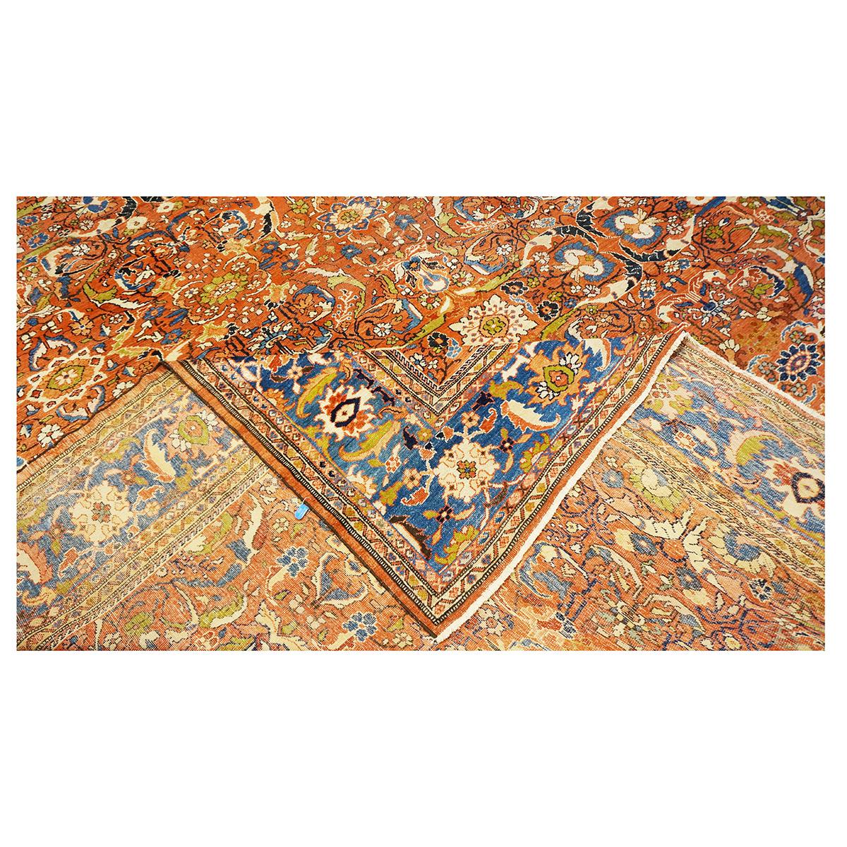 Late 19th Century Persian Sultanabad 13X24 Palace Sized Rust Rug For Sale 4