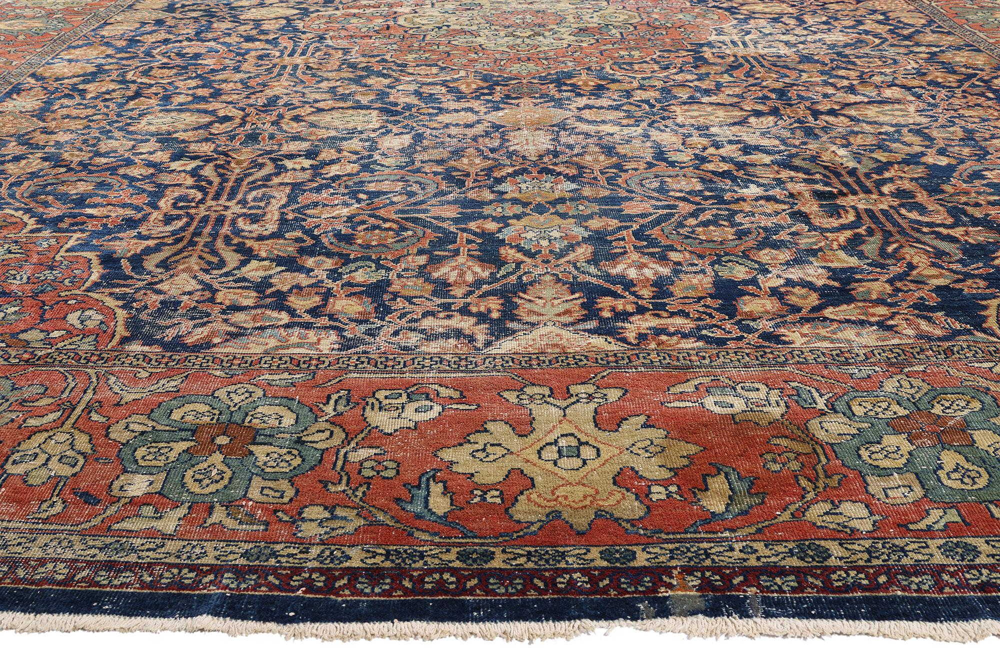 Noué à la main Late 19th Century Persian Sultanabad Carpet with Modern Style en vente