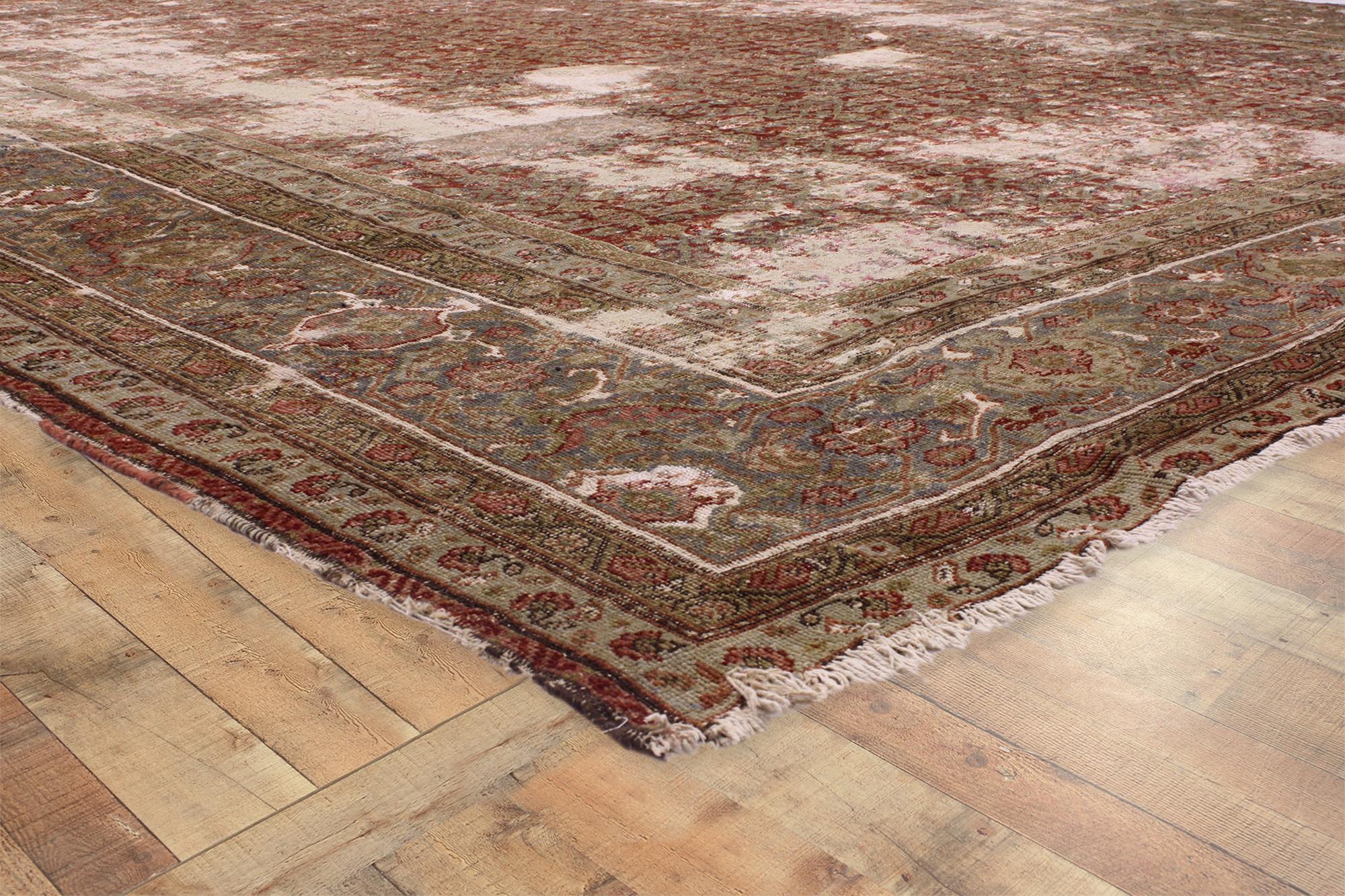 Persiano Tappeto persiano Sultanabad della fine del XIX secolo con stile rustico e moderno in vendita