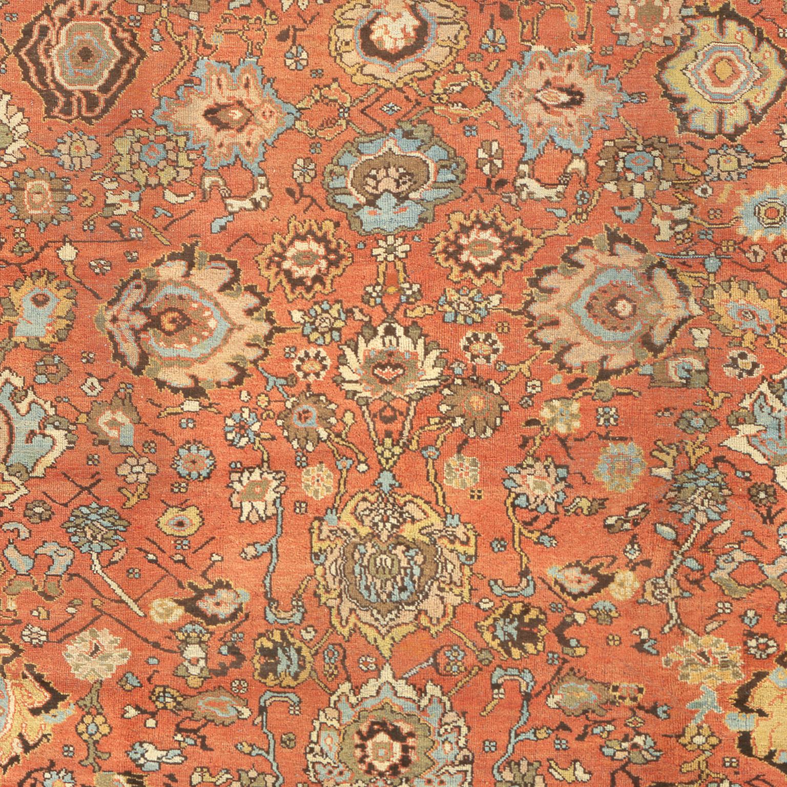 Hand-Knotted Late 19th Century Persian Sultanabad Rug For Sale