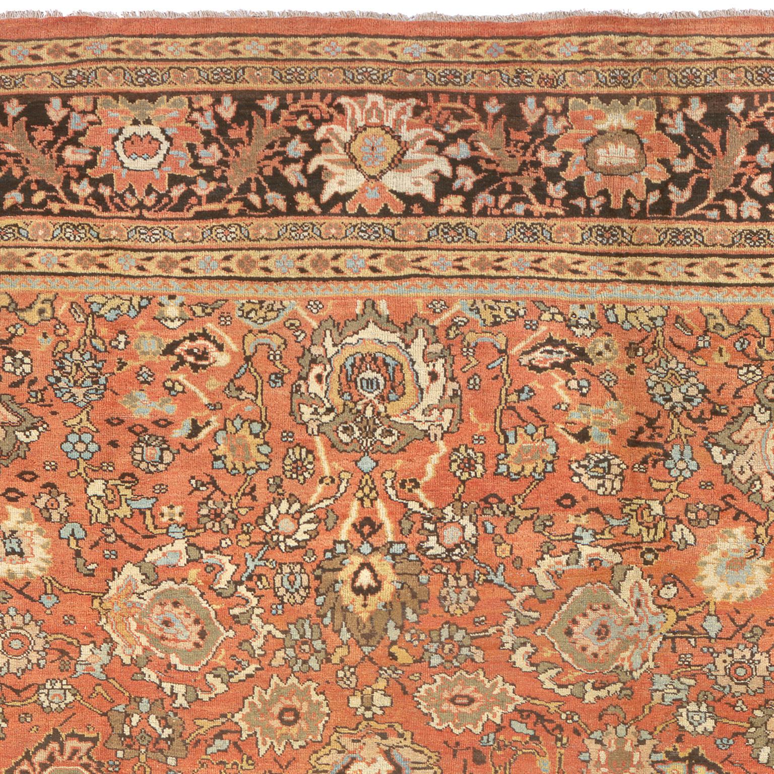 Annodato a mano Tappeto persiano Sultanabad Rugs della fine del XIX secolo in vendita