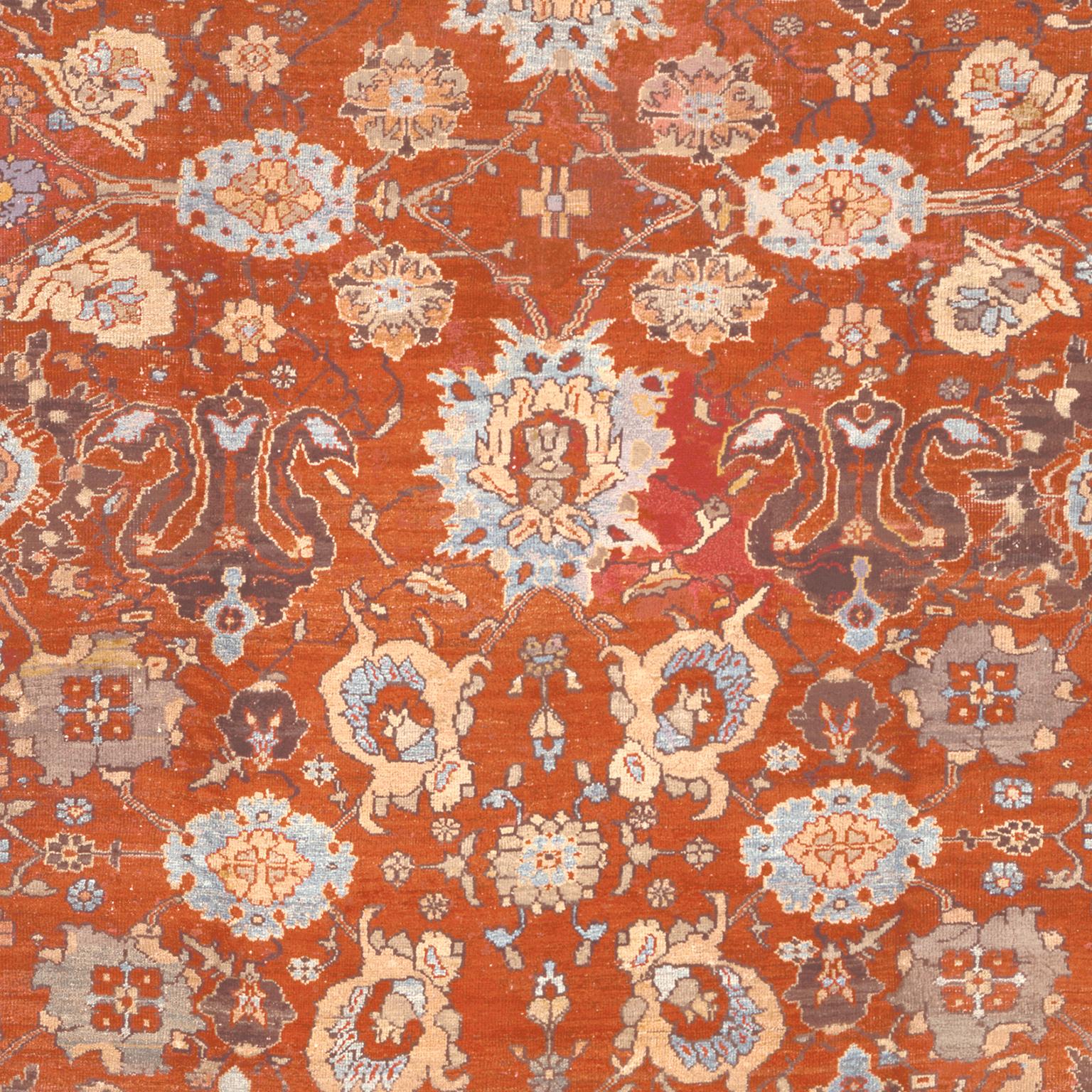 Hand-Woven Late 19th Century Persian Sultanabad Rug For Sale