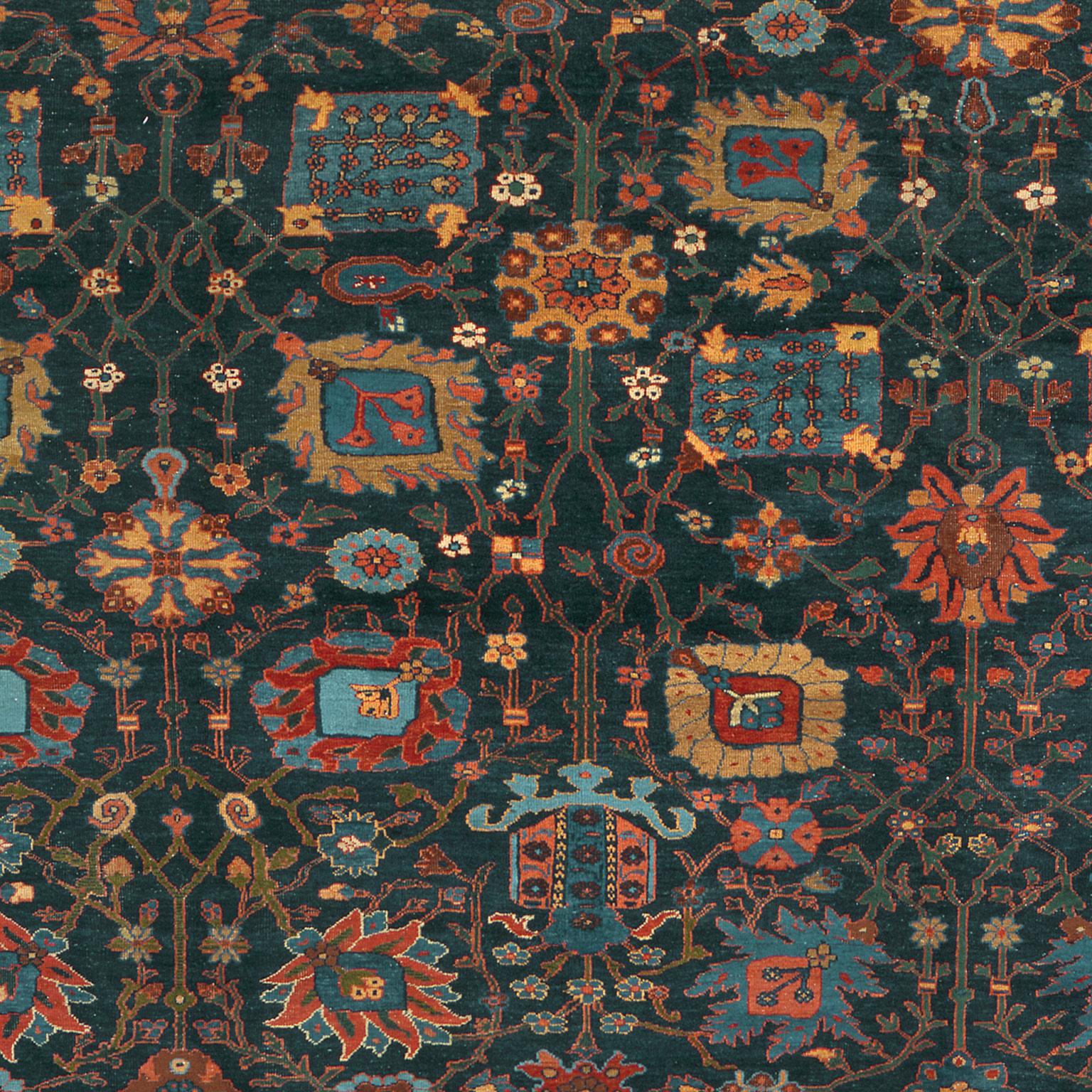 Hand-Woven Late 19th Century Persian Sultanabad Rug