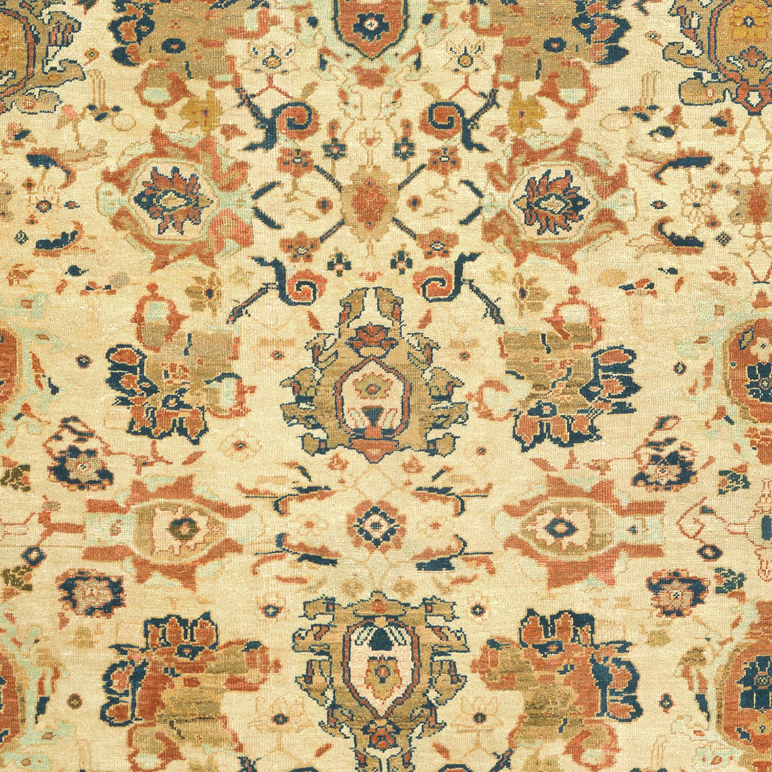Tessuto a mano Tappeto persiano Sultanabad Rugs della fine del XIX secolo in vendita
