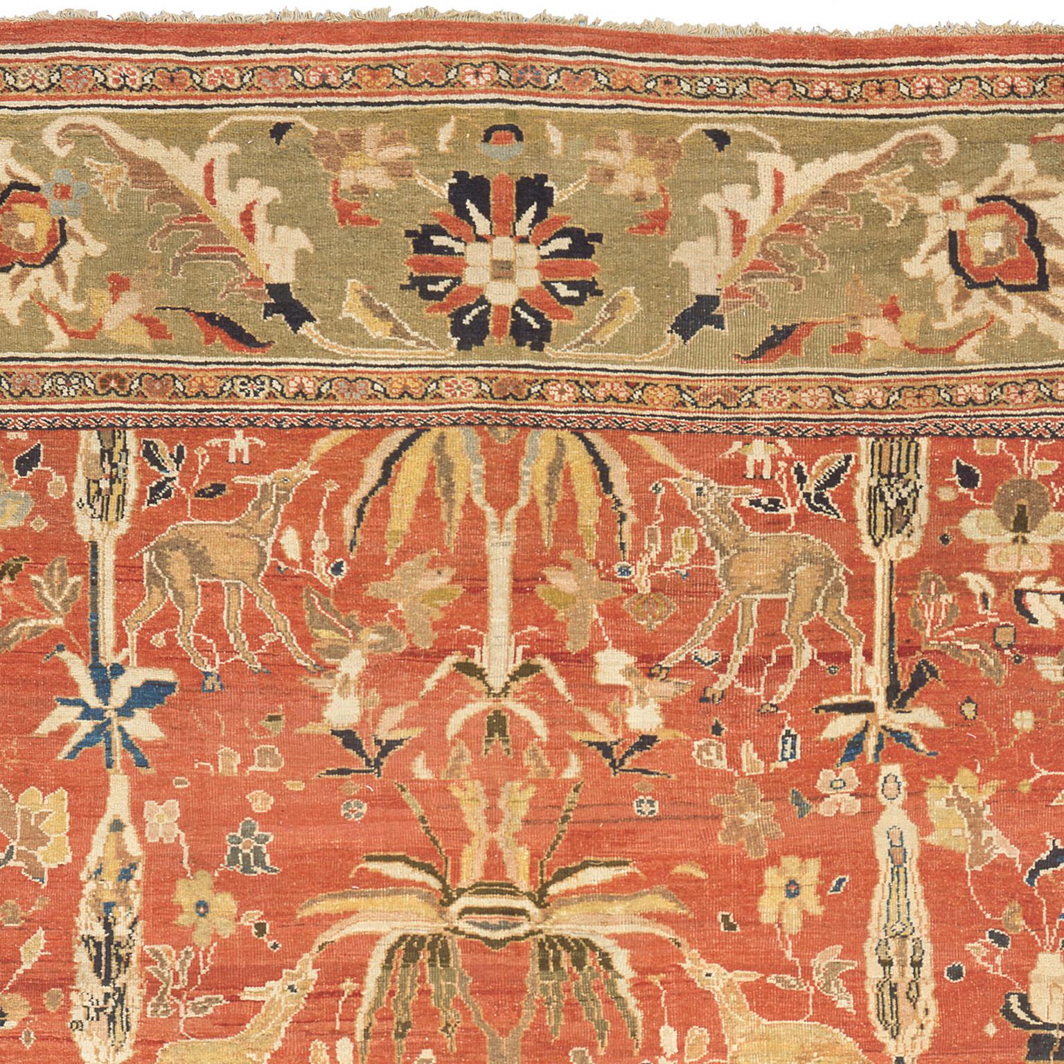 Tessuto a mano Tappeto persiano Sultanabad Rugs della fine del XIX secolo in vendita