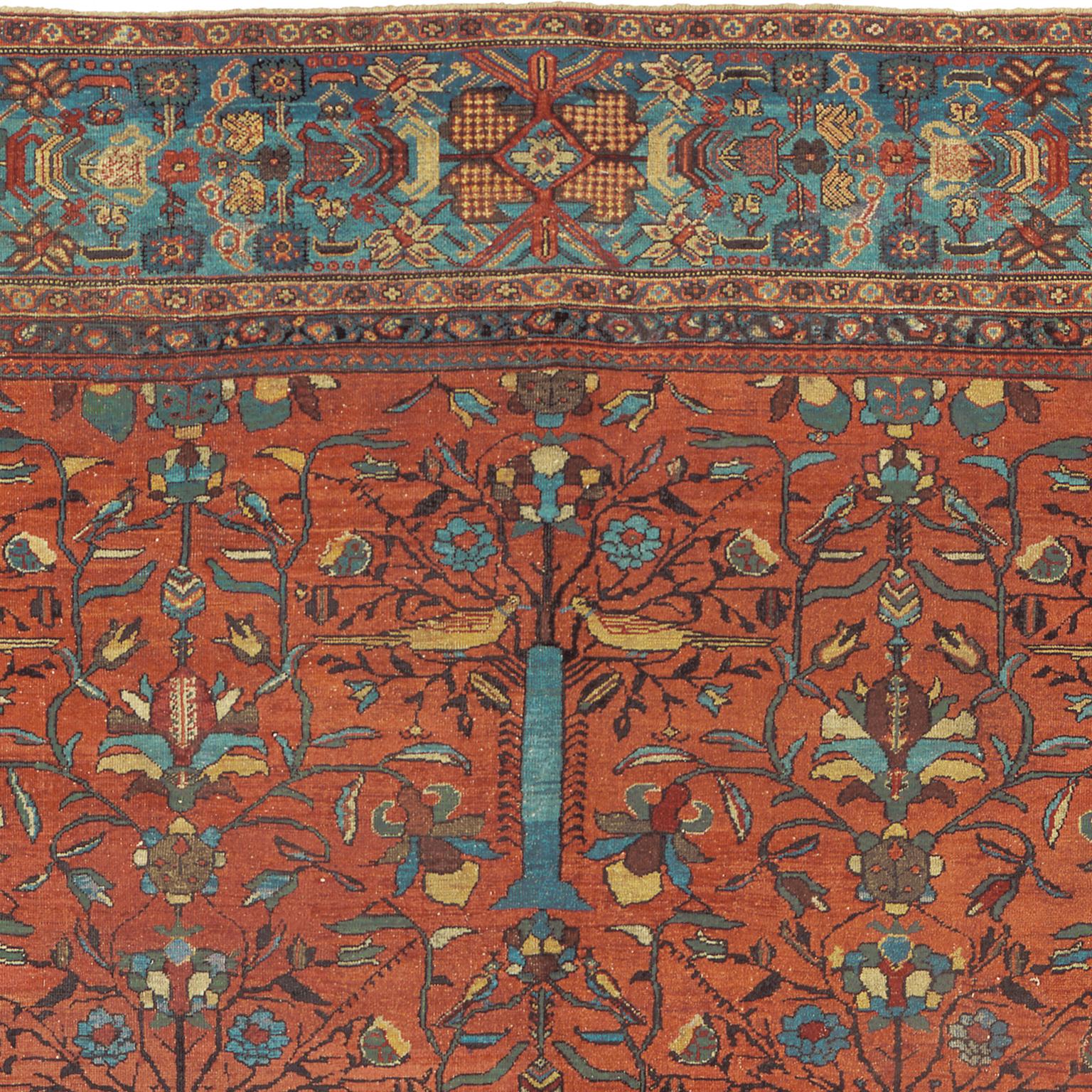 Tessuto a mano Tappeto persiano Sultanabad Rugs della fine del XIX secolo in vendita