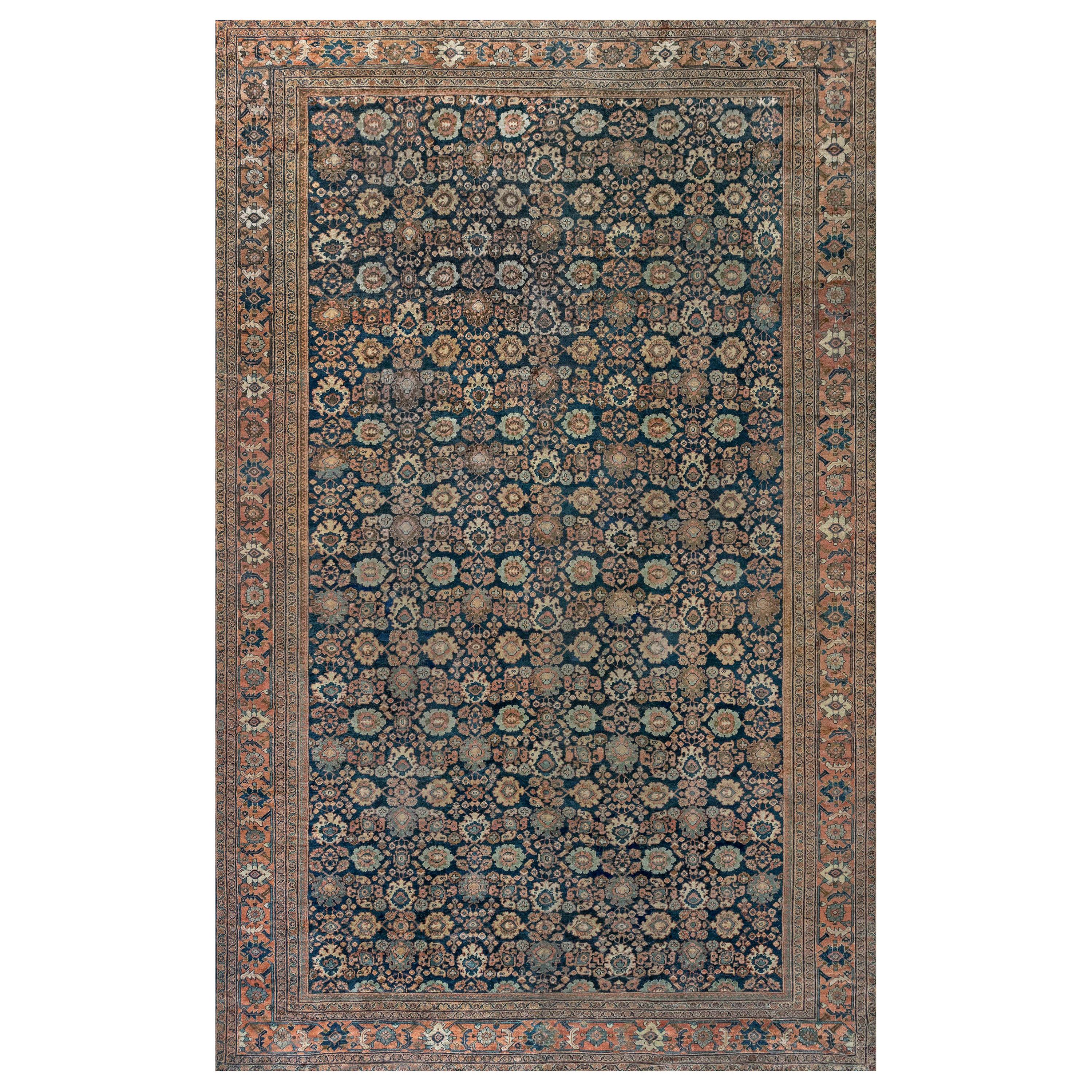 19th Century Persian Sultanabad Handmade Wool Rug For Sale