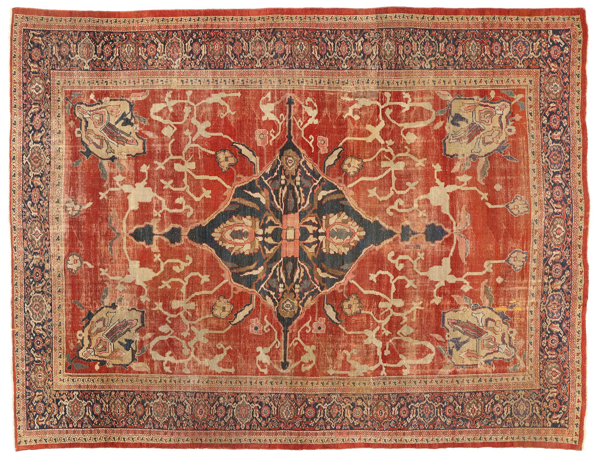 Tappeto persiano Sultanabad Rugs della fine del XIX secolo con stile moderno in vendita 3