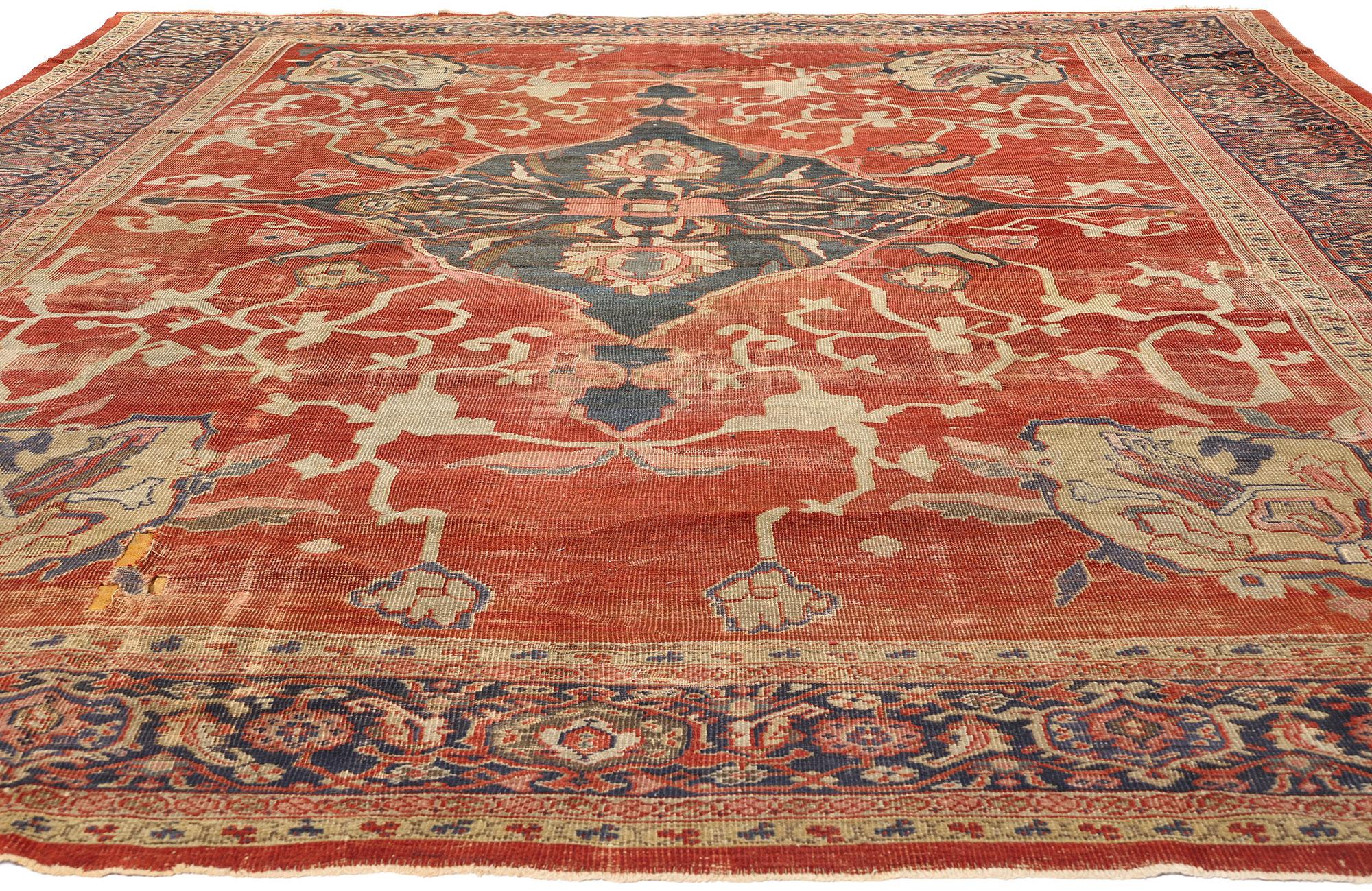 Coloniale spagnolo Tappeto persiano Sultanabad Rugs della fine del XIX secolo con stile moderno in vendita
