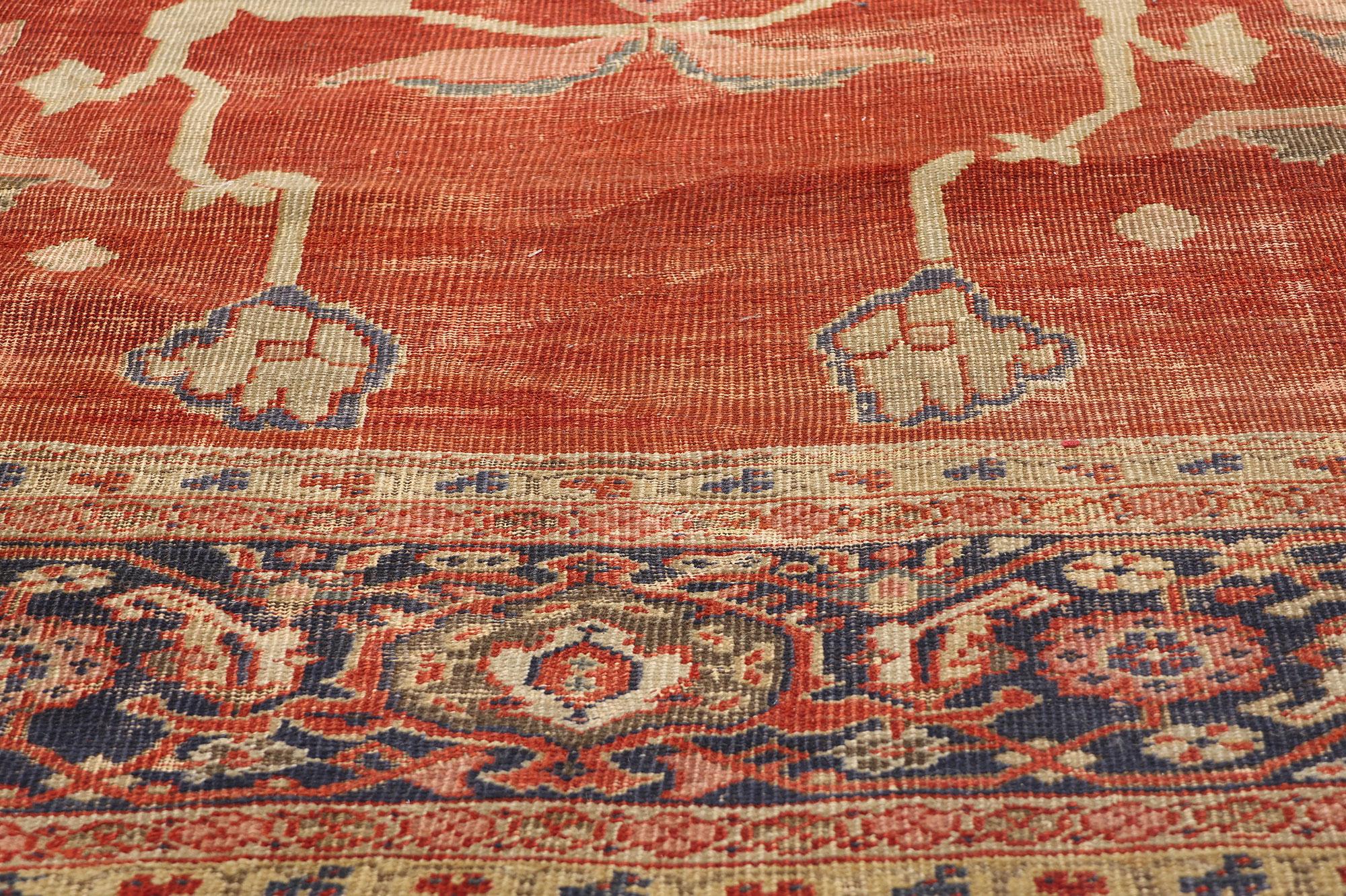 Annodato a mano Tappeto persiano Sultanabad Rugs della fine del XIX secolo con stile moderno in vendita