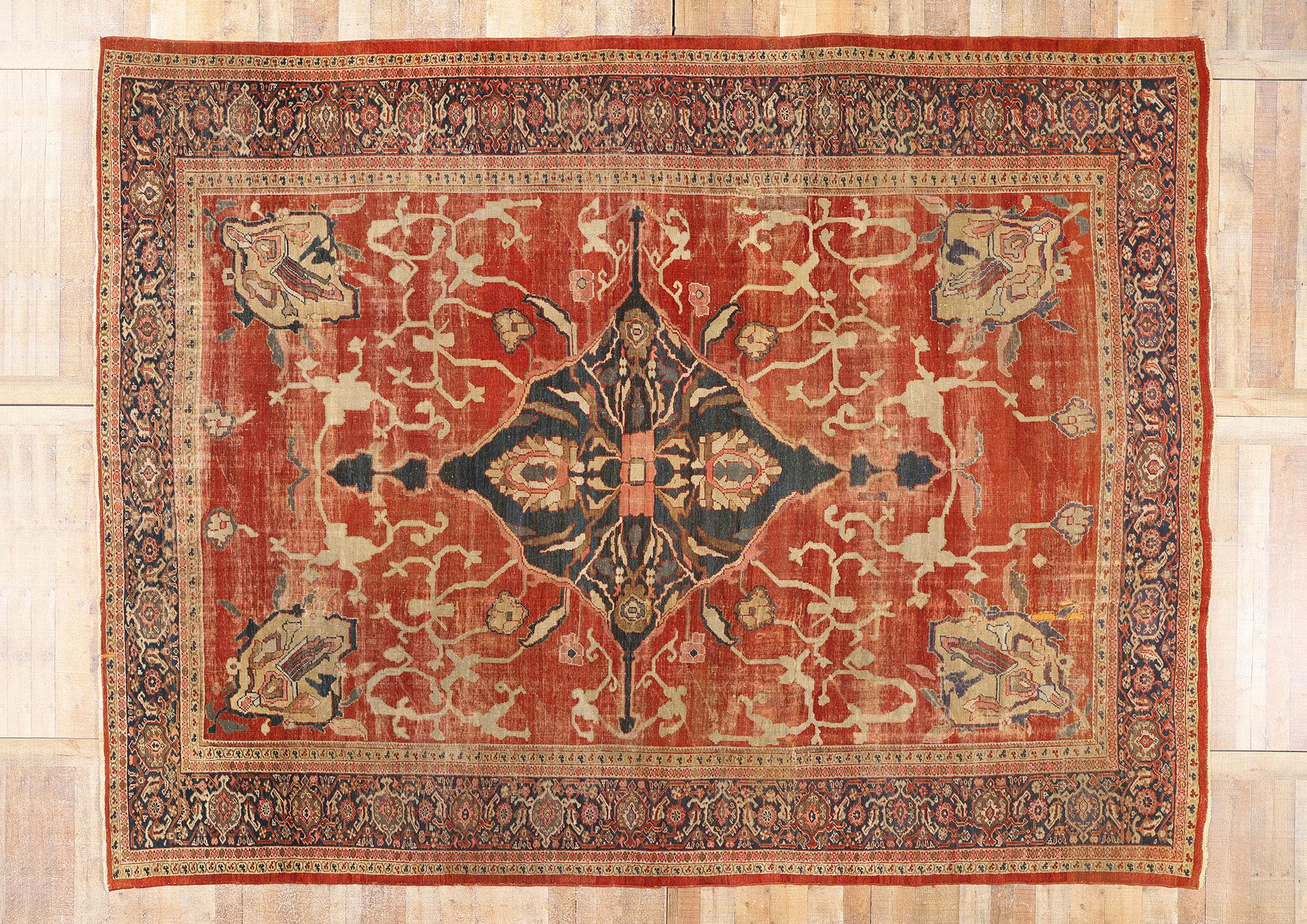 Tappeto persiano Sultanabad Rugs della fine del XIX secolo con stile moderno in vendita 2