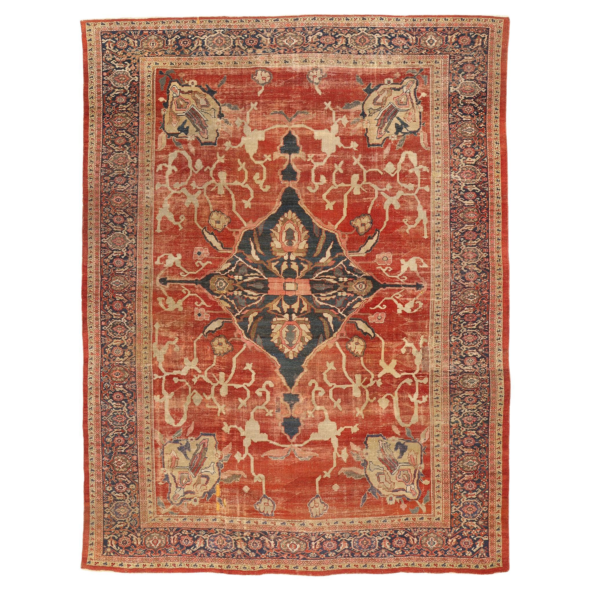 Late 19th Century Antique Persian Sultanabad Carpet with Modern Style