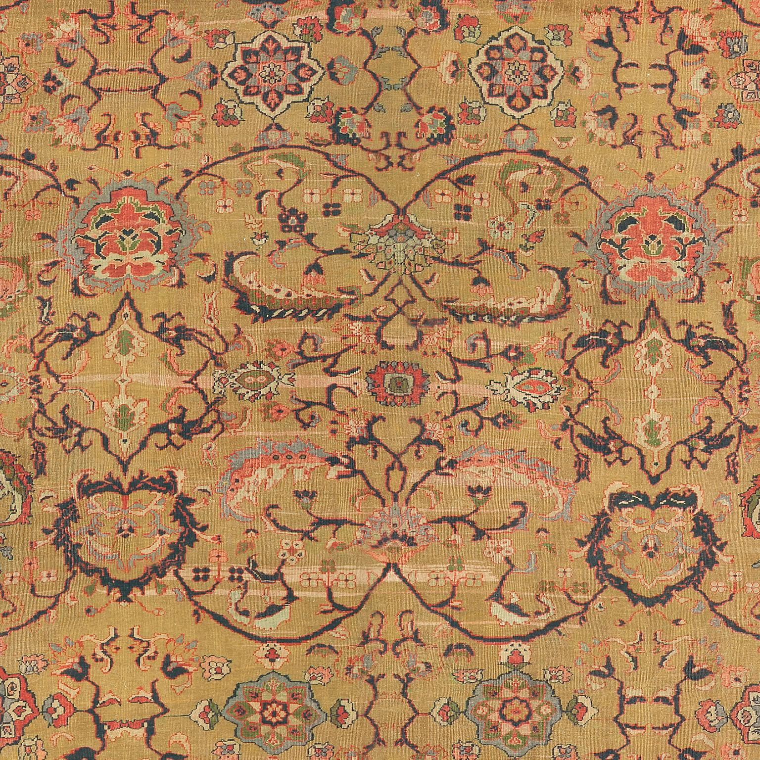 Hand-Knotted Late 19th Century Persian Sultanabad Ziegler Rug For Sale