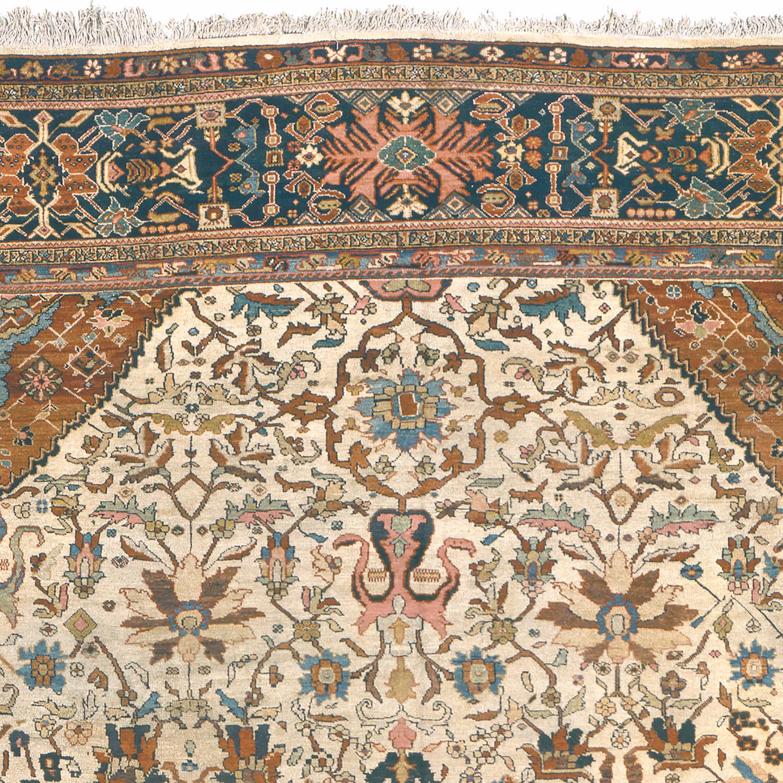 Annodato a mano Tappeto persiano Sultanabad Rugs Ziegler della fine del XIX secolo in vendita
