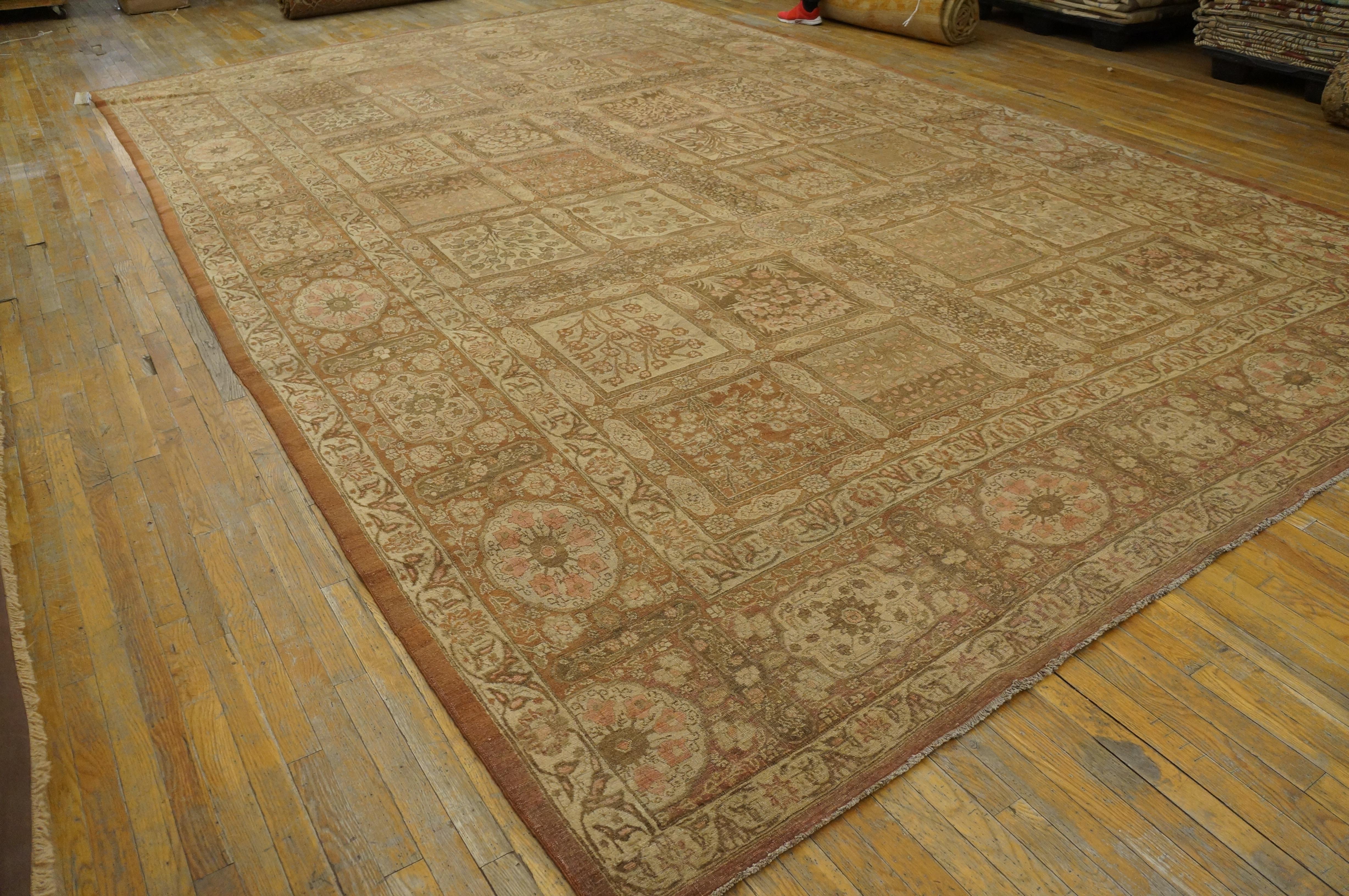 Late 19th Century Persian Tabriz Garden Carpet ( 11' x 17'9