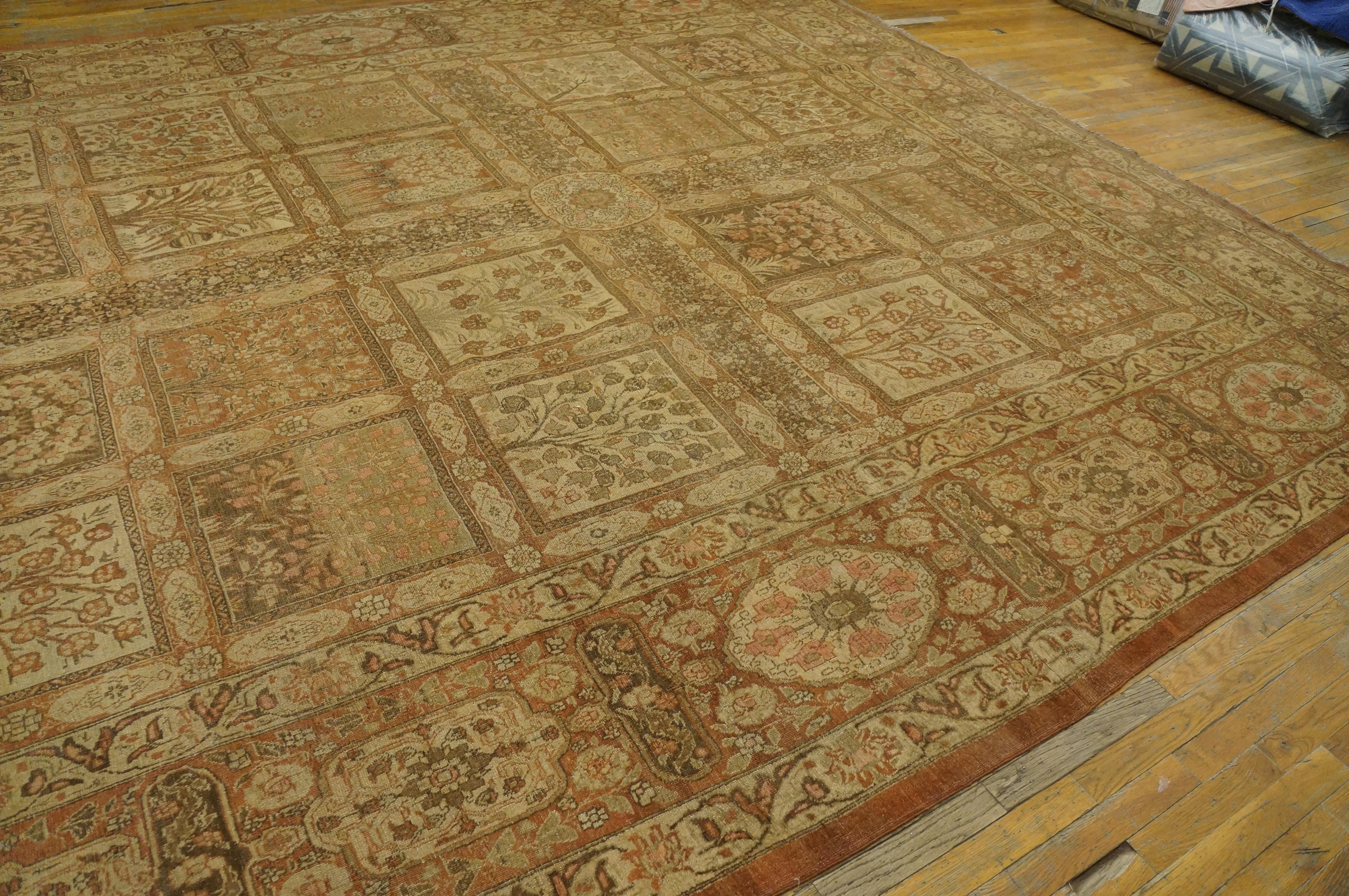 Late 19th Century Persian Tabriz Garden Carpet ( 11' x 17'9