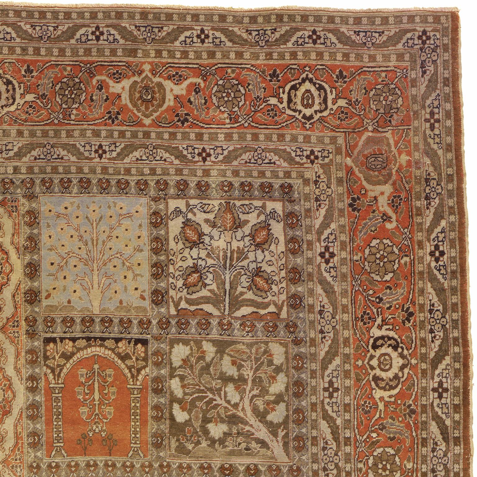 Hand-Knotted Late 19th Century Persian Tabriz Rug For Sale