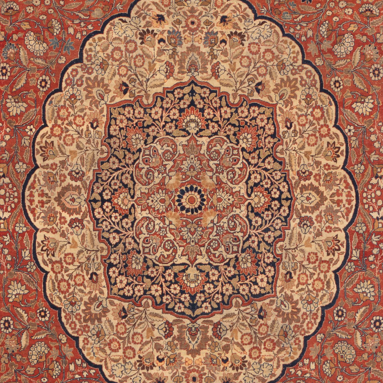 Hand-Knotted Late 19th Century Persian Tabriz Rug For Sale