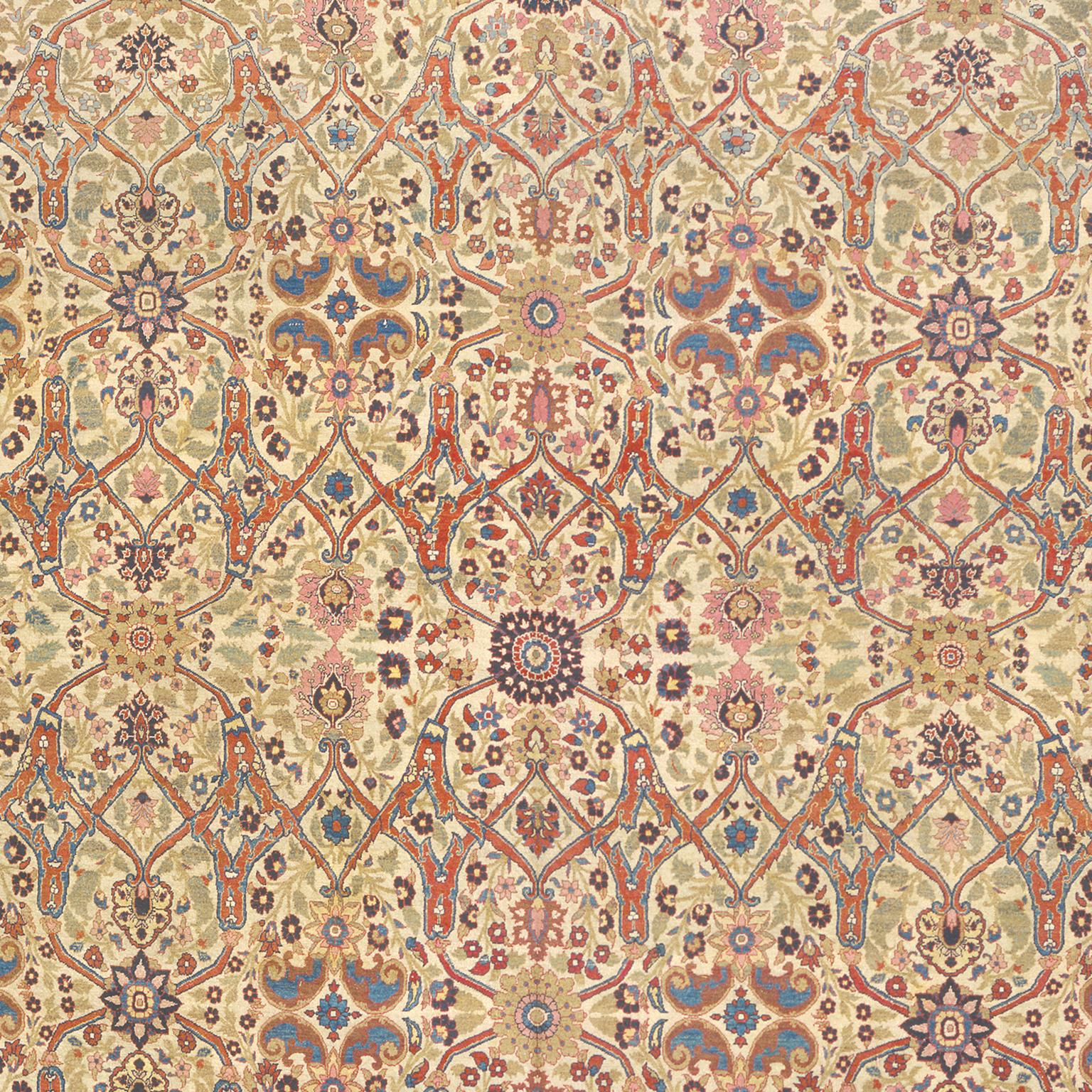 Hand-Woven Late 19th Century Persian Tabriz Rug For Sale