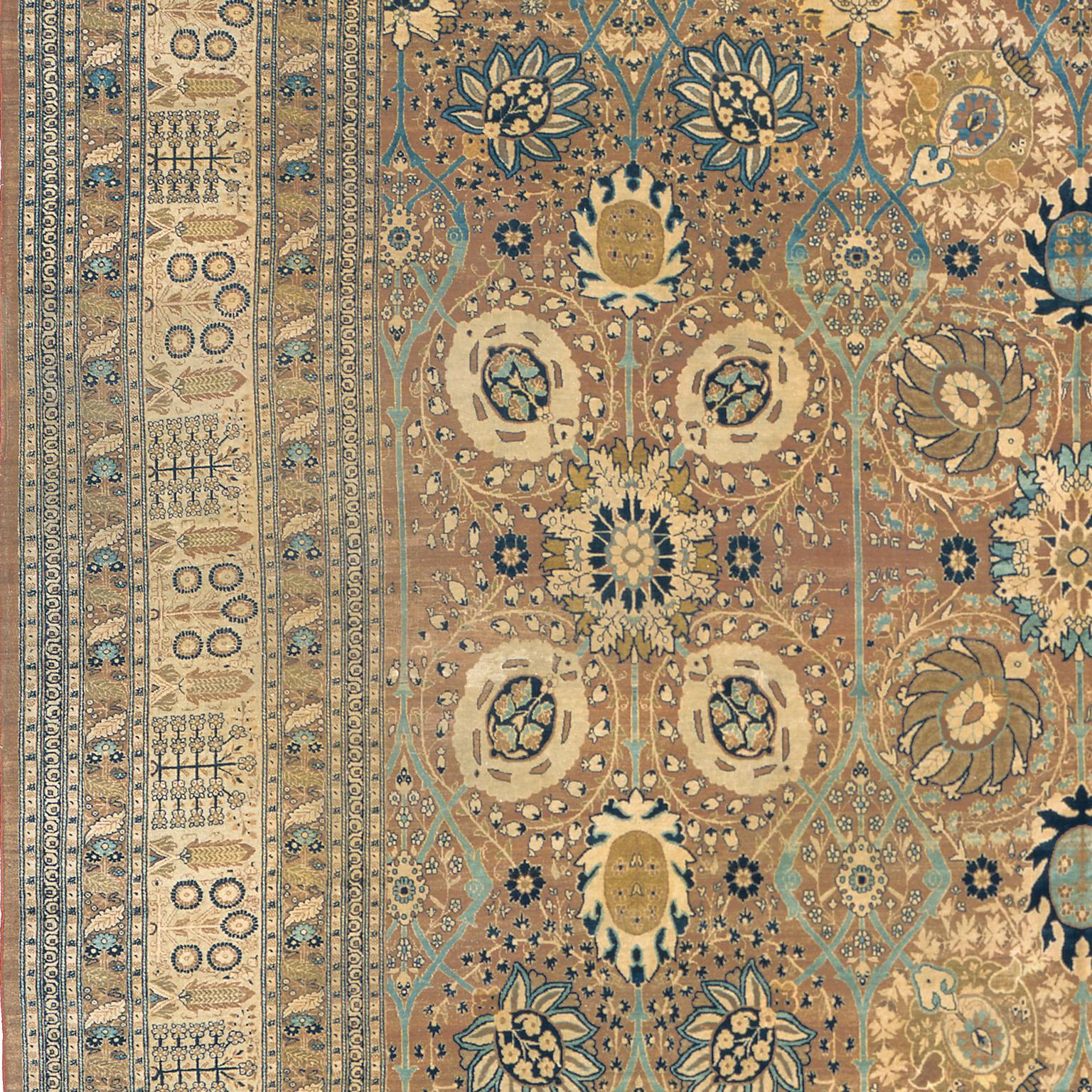 Wool Late 19th Century Persian Tabriz Rug For Sale