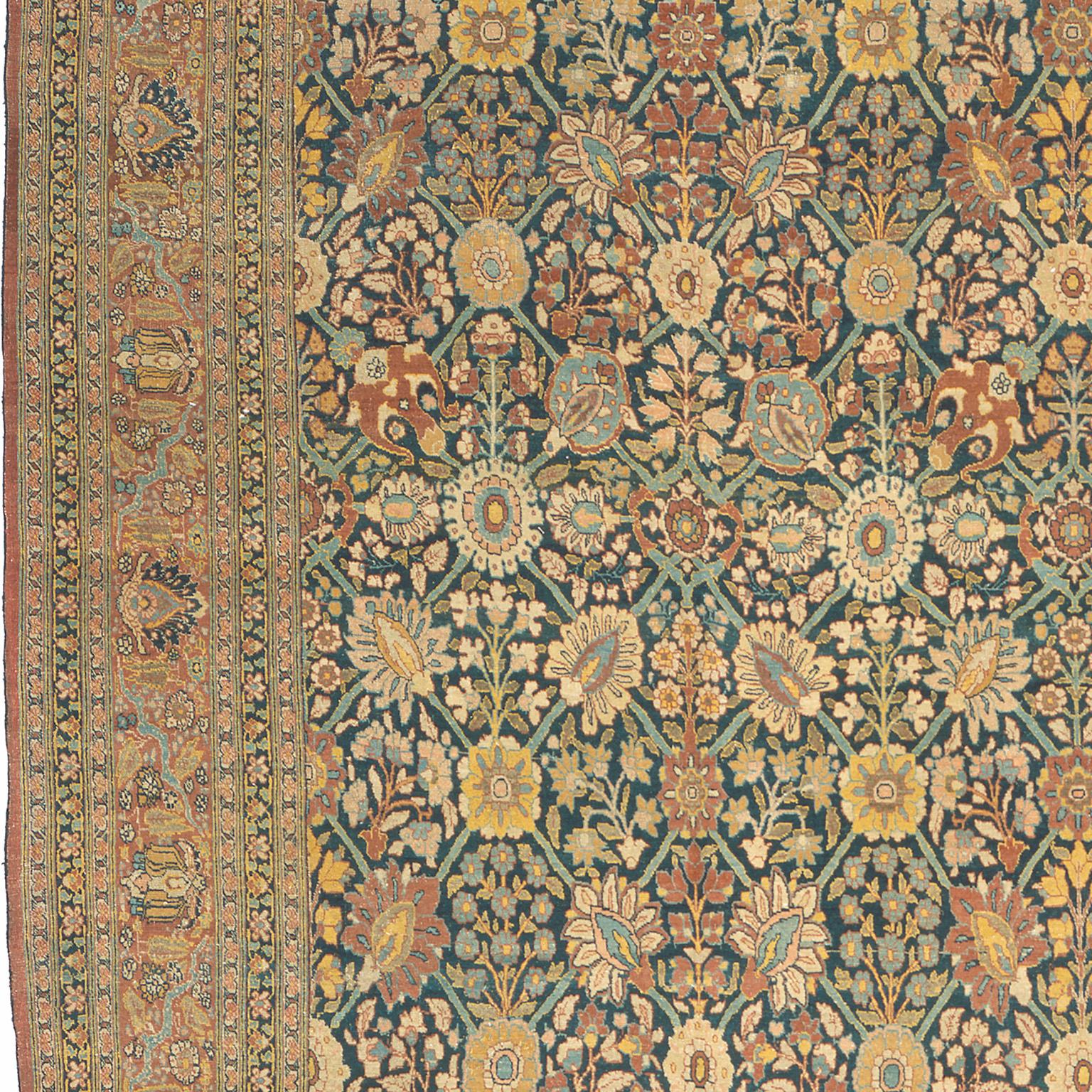 Wool Late 19th Century Persian Tabriz Rug For Sale